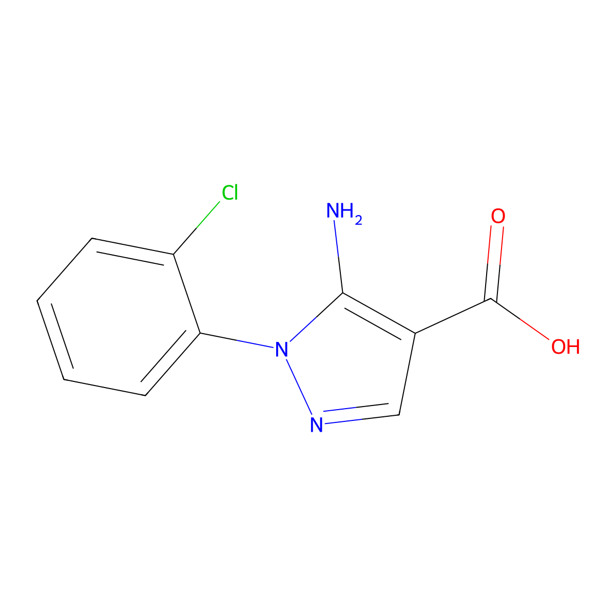 5-Amino-1-(2-chlorophenyl)-1h-pyrazole-4-carboxylic acid molecular structure, CAS 14678-89-8