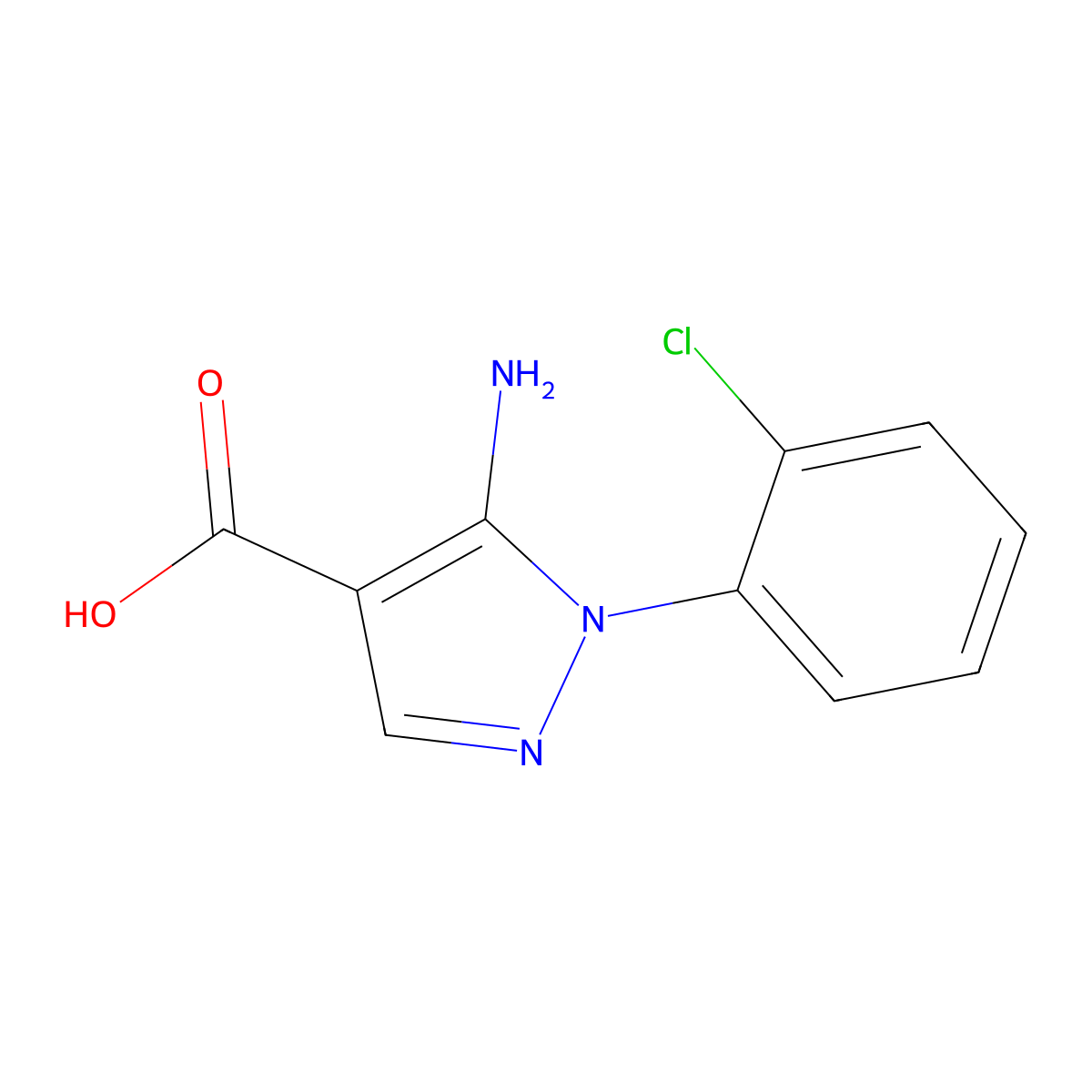 5-Amino-1-(2-chlorophenyl)-1h-pyrazole-4-carboxylic acid molecular structure, CAS 14678-89-8
