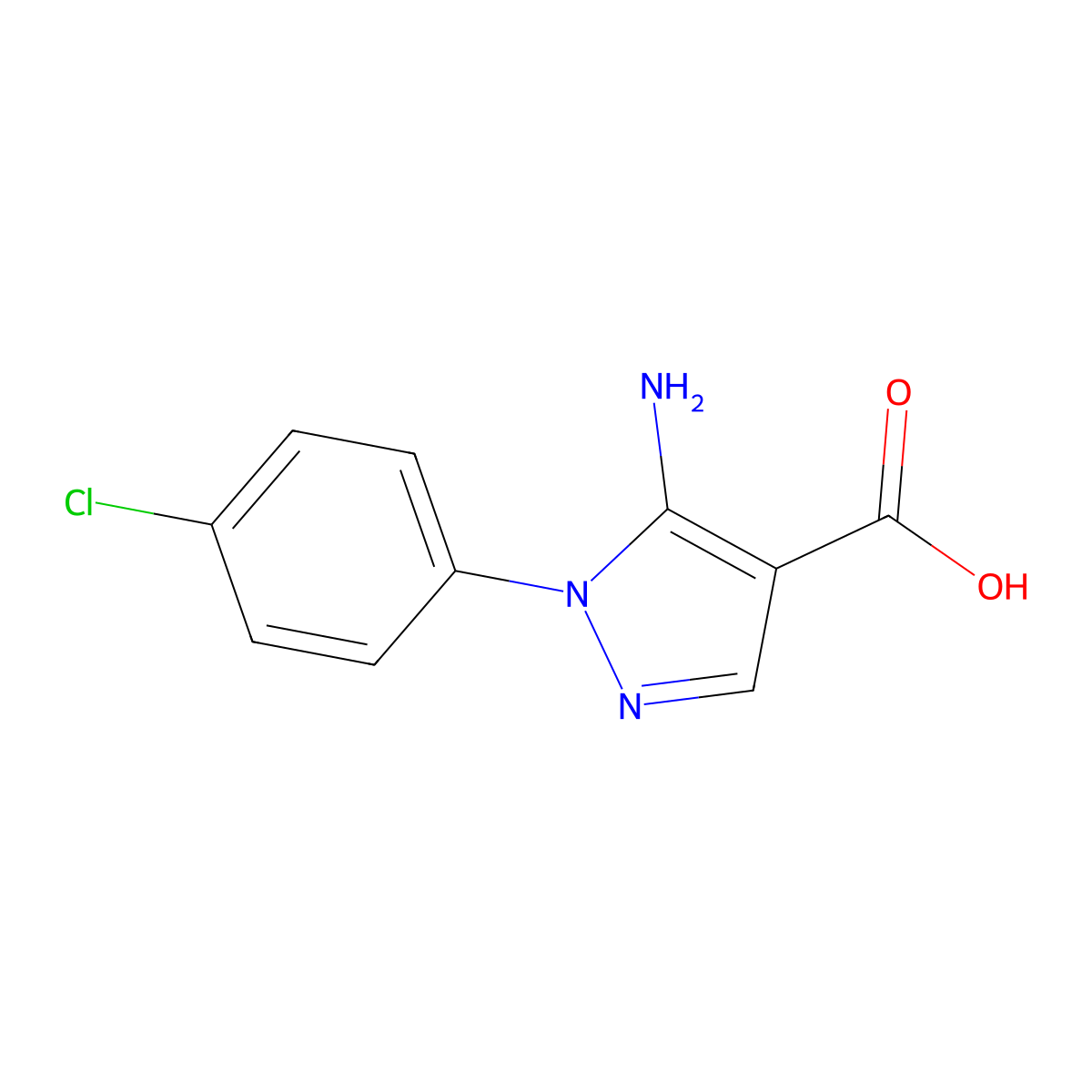5-Amino-1-(4-chlorophenyl)-1H-pyrazole-4-carboxylic acid molecular structure, CAS 14678-90-1