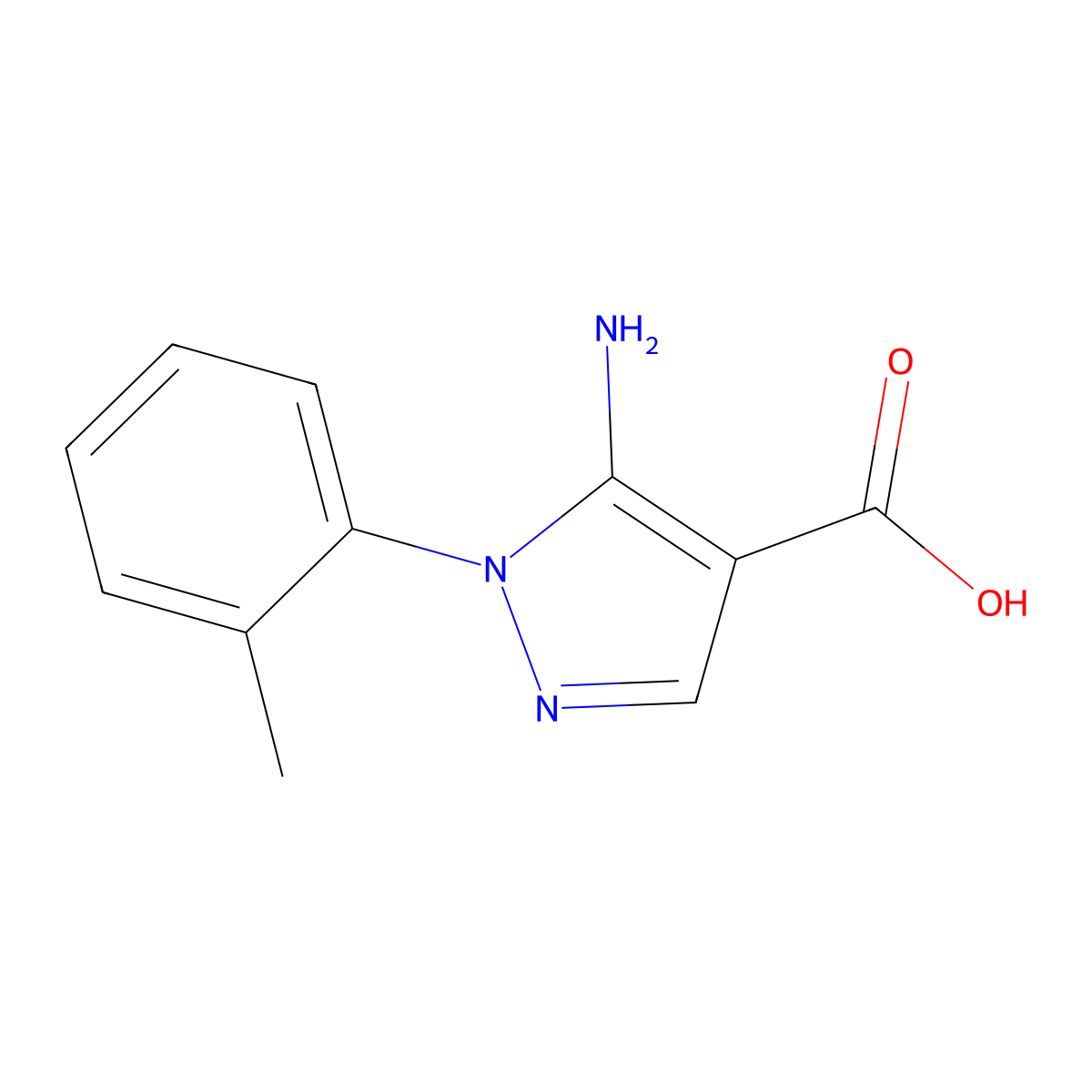 5-Amino-1-(2-methylphenyl)-1H-pyrazole-4-carboxylic acid molecular structure, CAS 14678-91-2