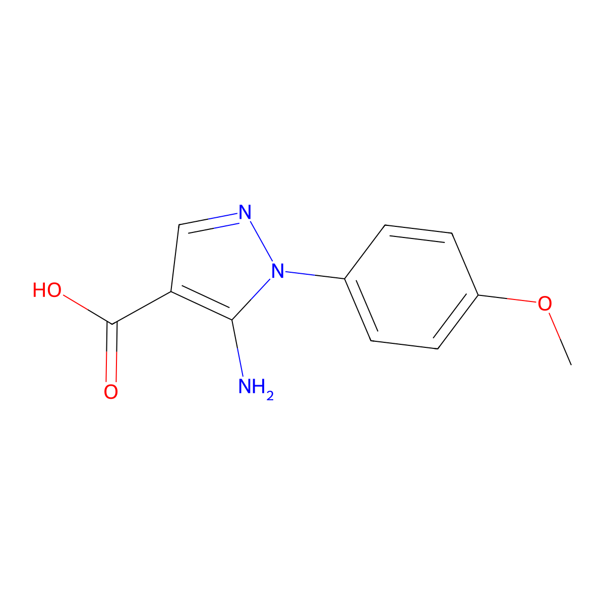 5-Amino-1-(4-methoxyphenyl)-1H-pyrazole-4-carboxylic acid molecular structure, CAS 14678-95-6