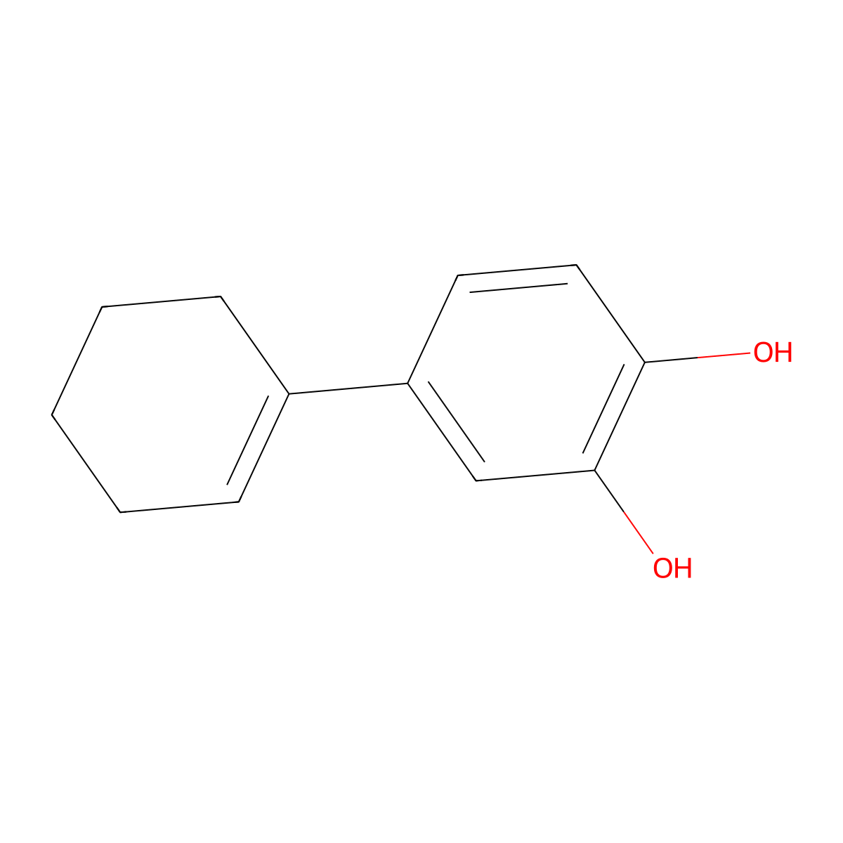 4-(1-Cyclohexen-1-yl)-1,2-benzenediol molecular structure, CAS 146780-27-0