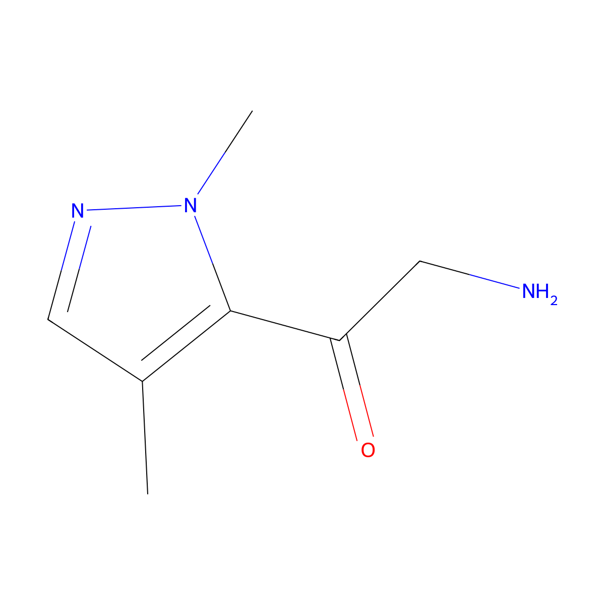 2-Amino-1-(1,4-dimethyl-1H-pyrazol-5-yl)ethan-1-one molecular structure, CAS 1467824-71-0