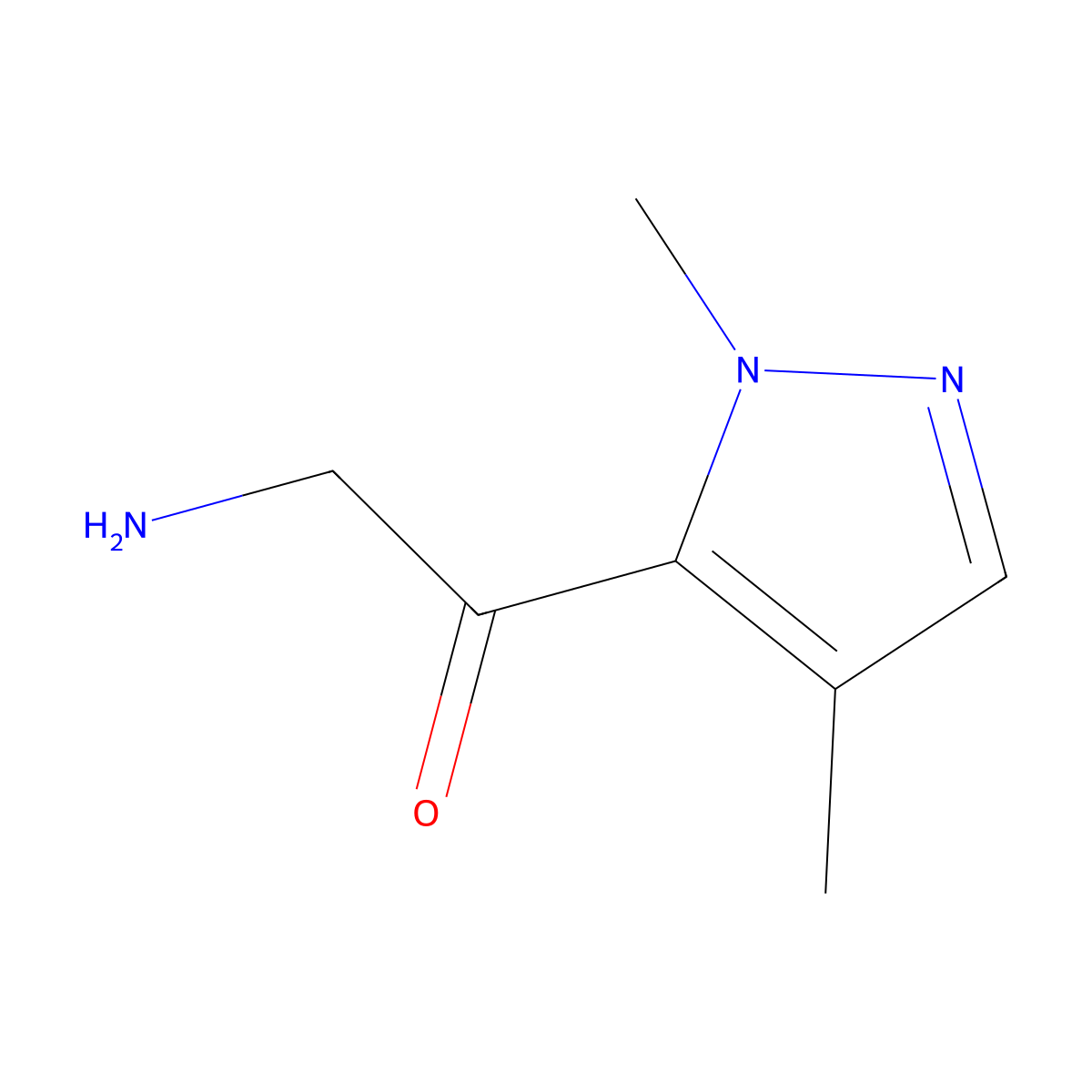 2-Amino-1-(1,4-dimethyl-1H-pyrazol-5-yl)ethan-1-one molecular structure, CAS 1467824-71-0