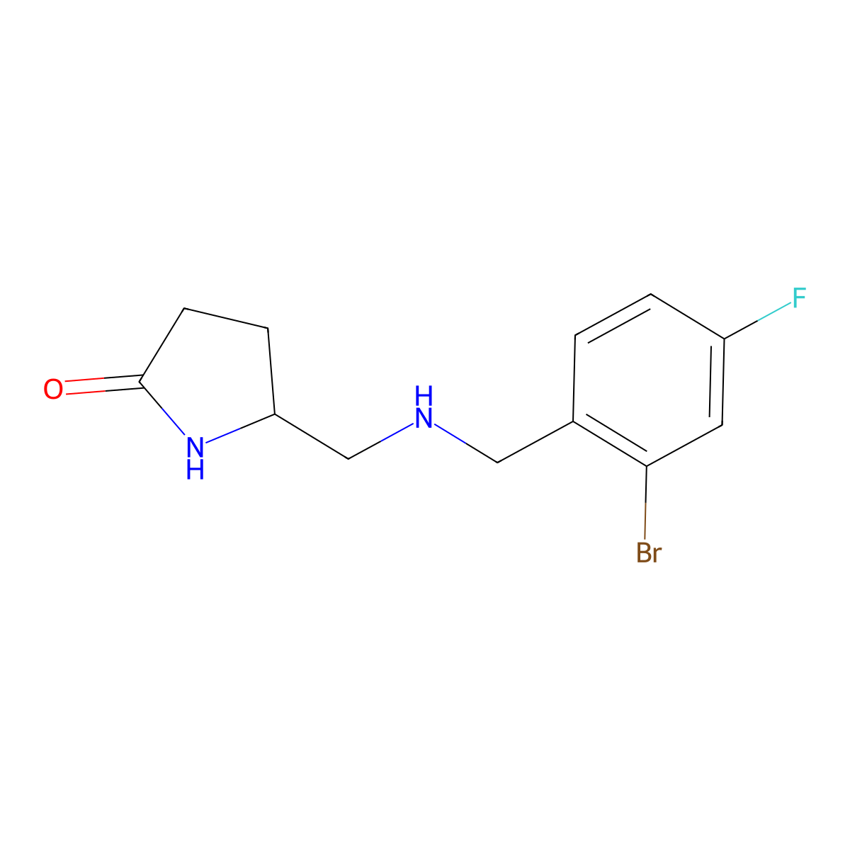 5-(((2-Bromo-4-fluorobenzyl)amino)methyl)pyrrolidin-2-one molecular structure, CAS 1467838-26-1