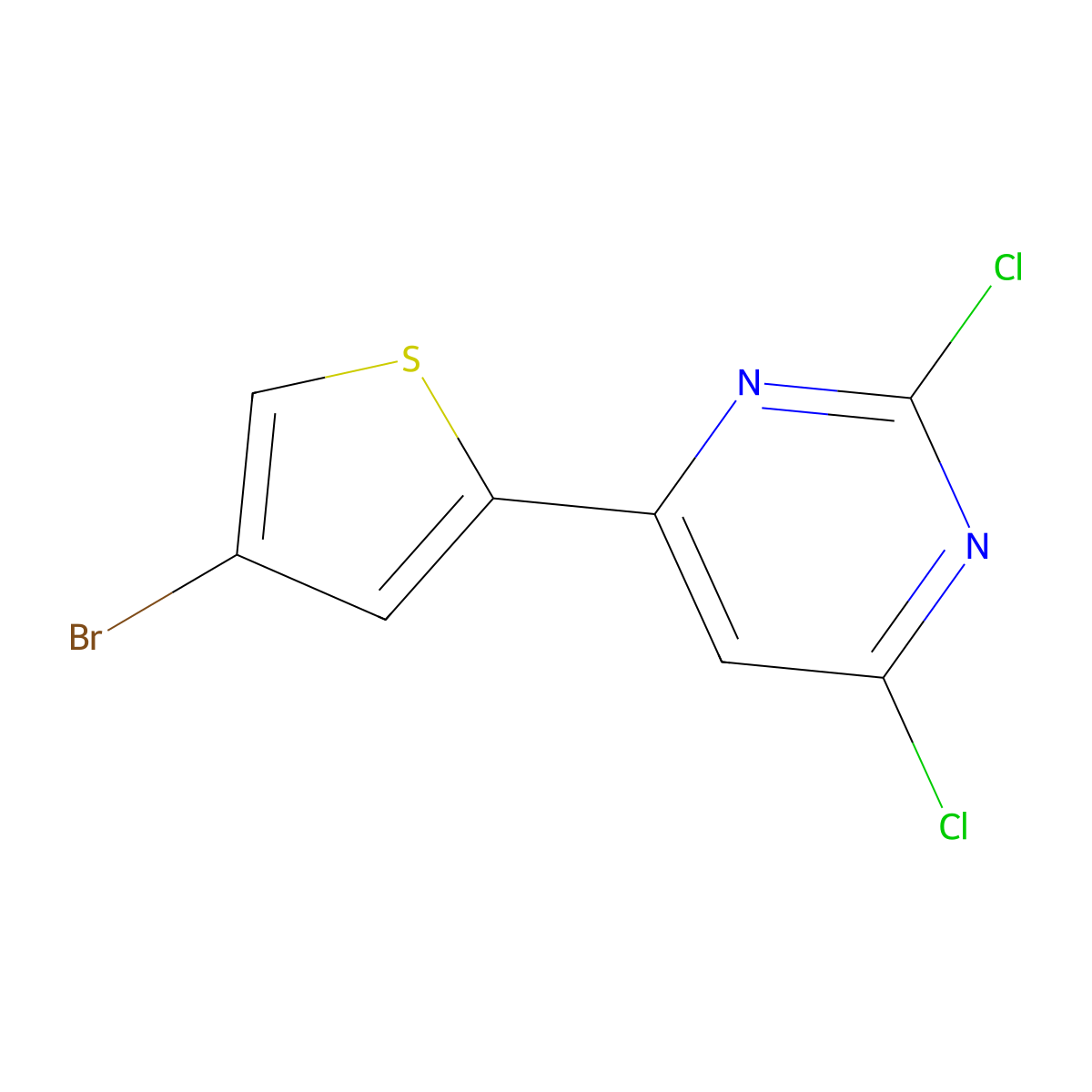 4-(4-Bromothiophen-2-yl)-2,6-dichloropyrimidine molecular structure, CAS 1467839-29-7