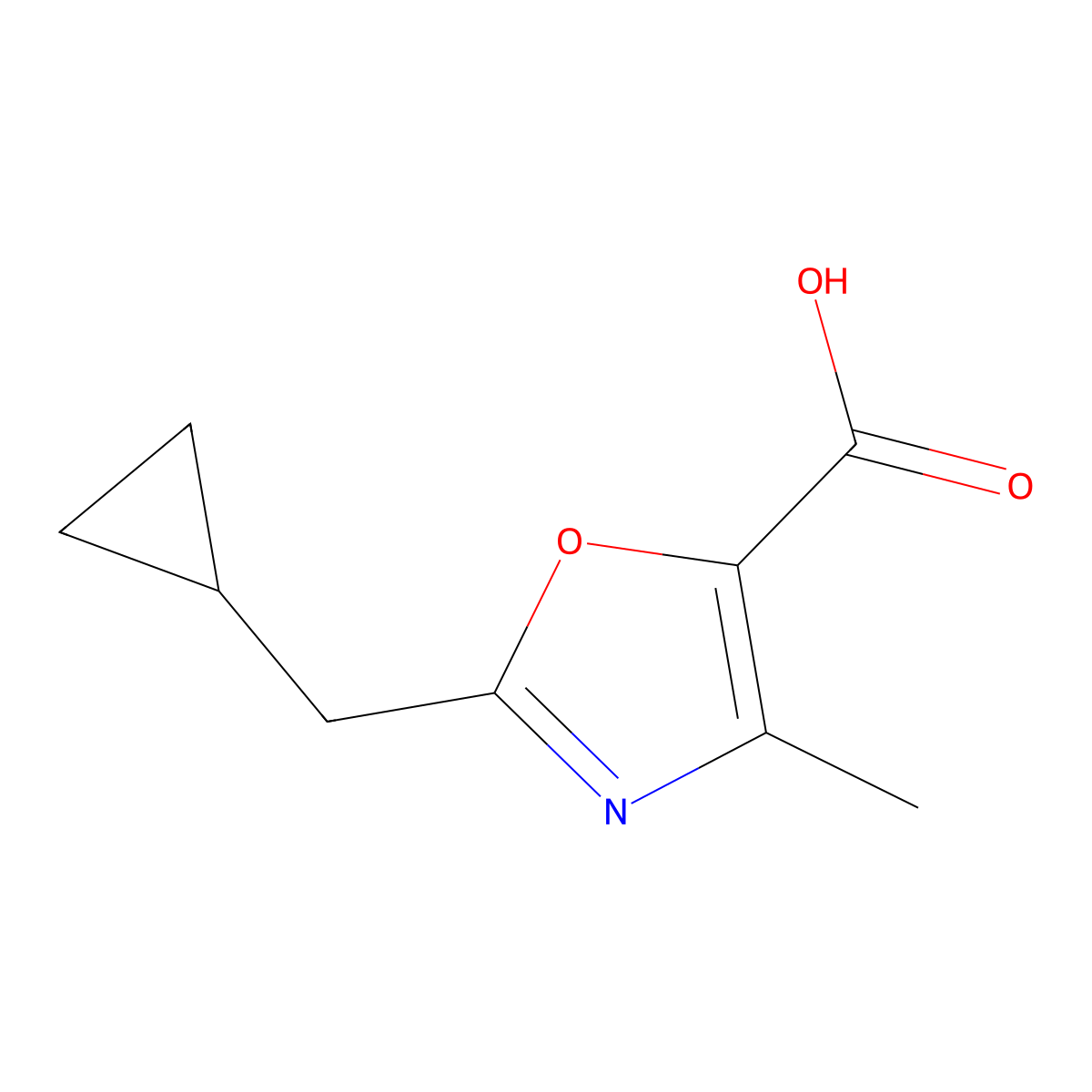 2-(Cyclopropylmethyl)-4-methyl-1,3-oxazole-5-carboxylic acid molecular structure, CAS 1467840-47-6