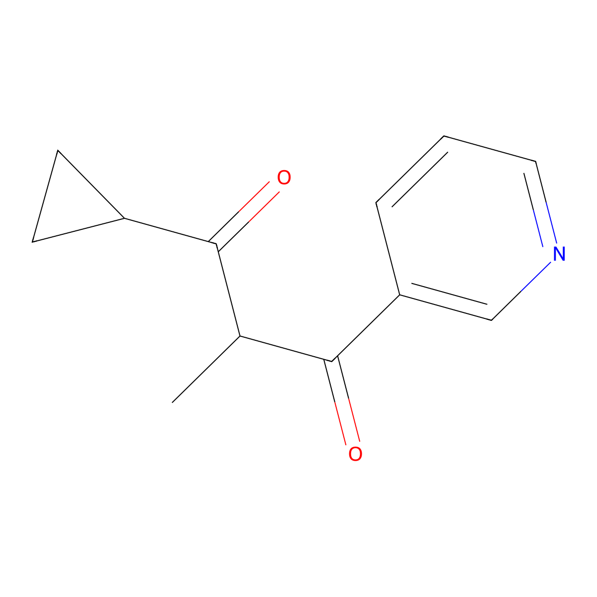 1-Cyclopropyl-2-methyl-3-(pyridin-3-yl)propane-1,3-dione molecular structure, CAS 1467852-40-9