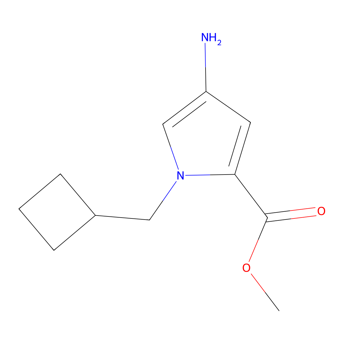 Methyl 4-amino-1-(cyclobutylmethyl)-1h-pyrrole-2-carboxylate molecular structure, CAS 1467871-04-0