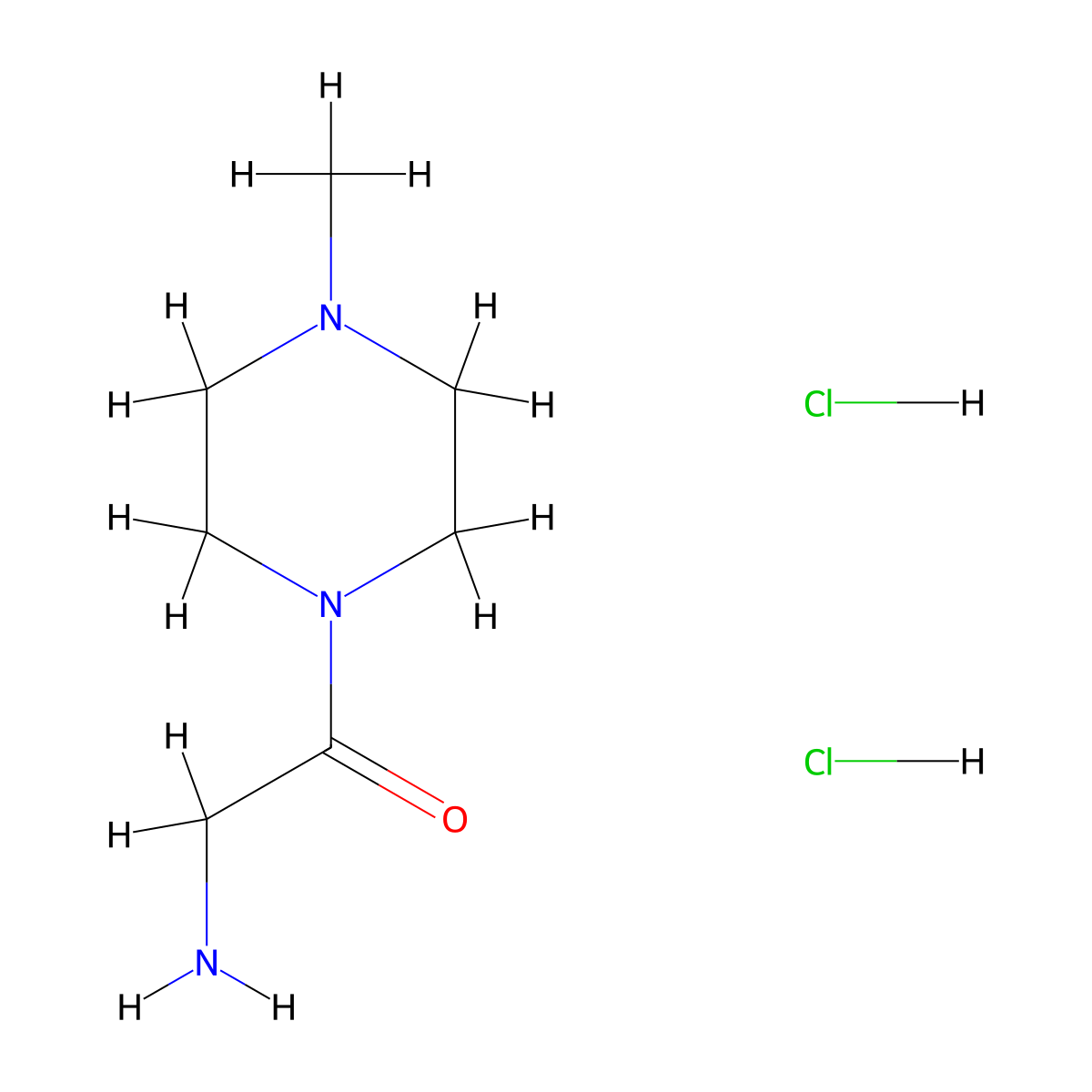 2-Amino-1-(4-methylpiperazin-1-yl)ethan-1-one--hydrogen chloride (1/2) molecular structure, CAS 146788-11-6