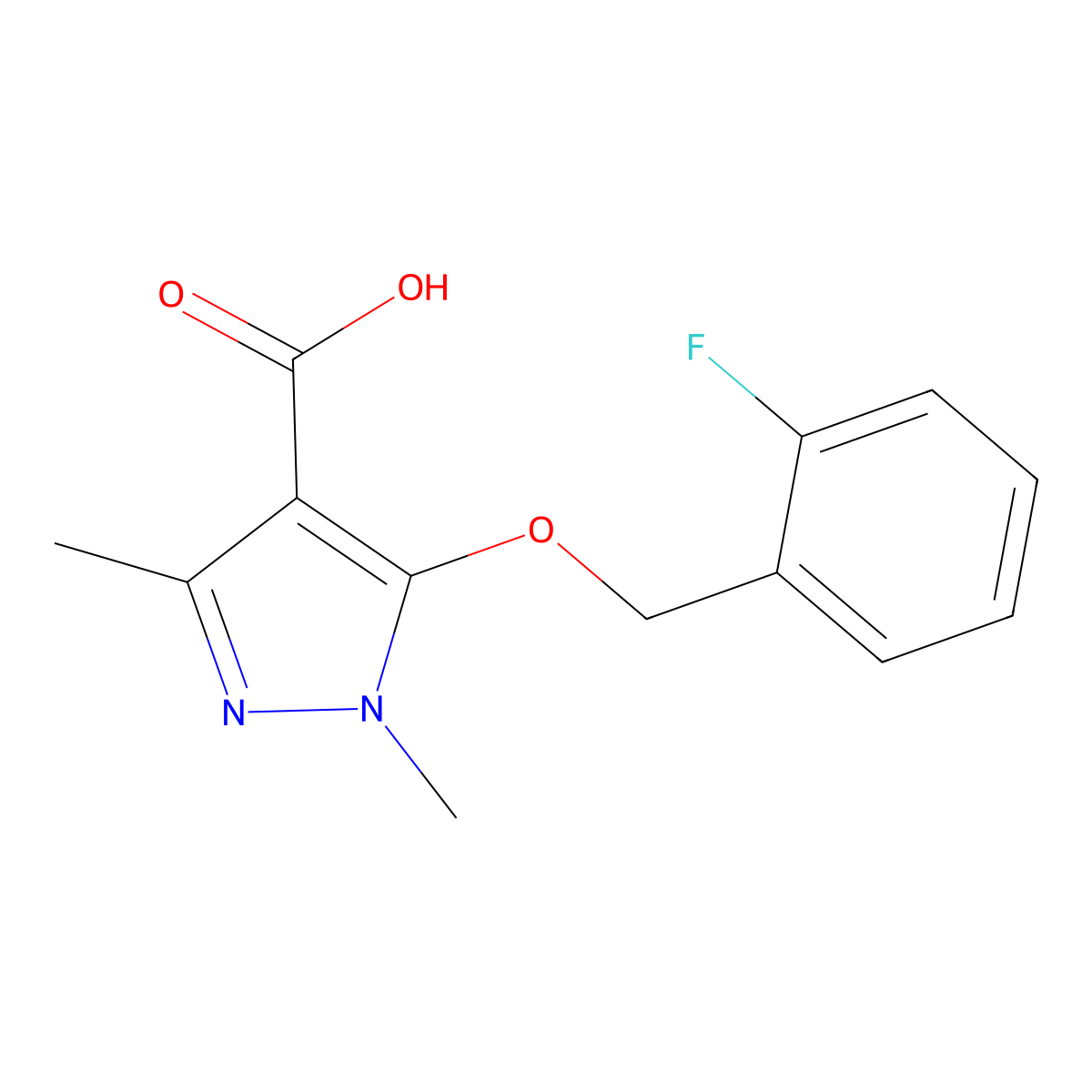 5-[(2-fluorophenyl)methoxy]-1,3-dimethyl-1H-pyrazole-4-carboxylic acid molecular structure, CAS 1467884-48-5
