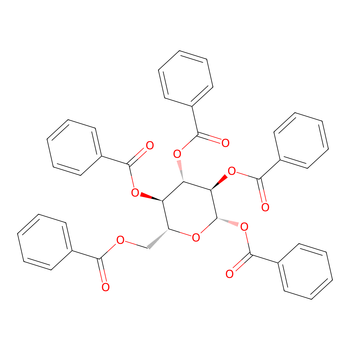 beta-D-Glucopyranose, pentabenzoate molecular structure, CAS 14679-57-3