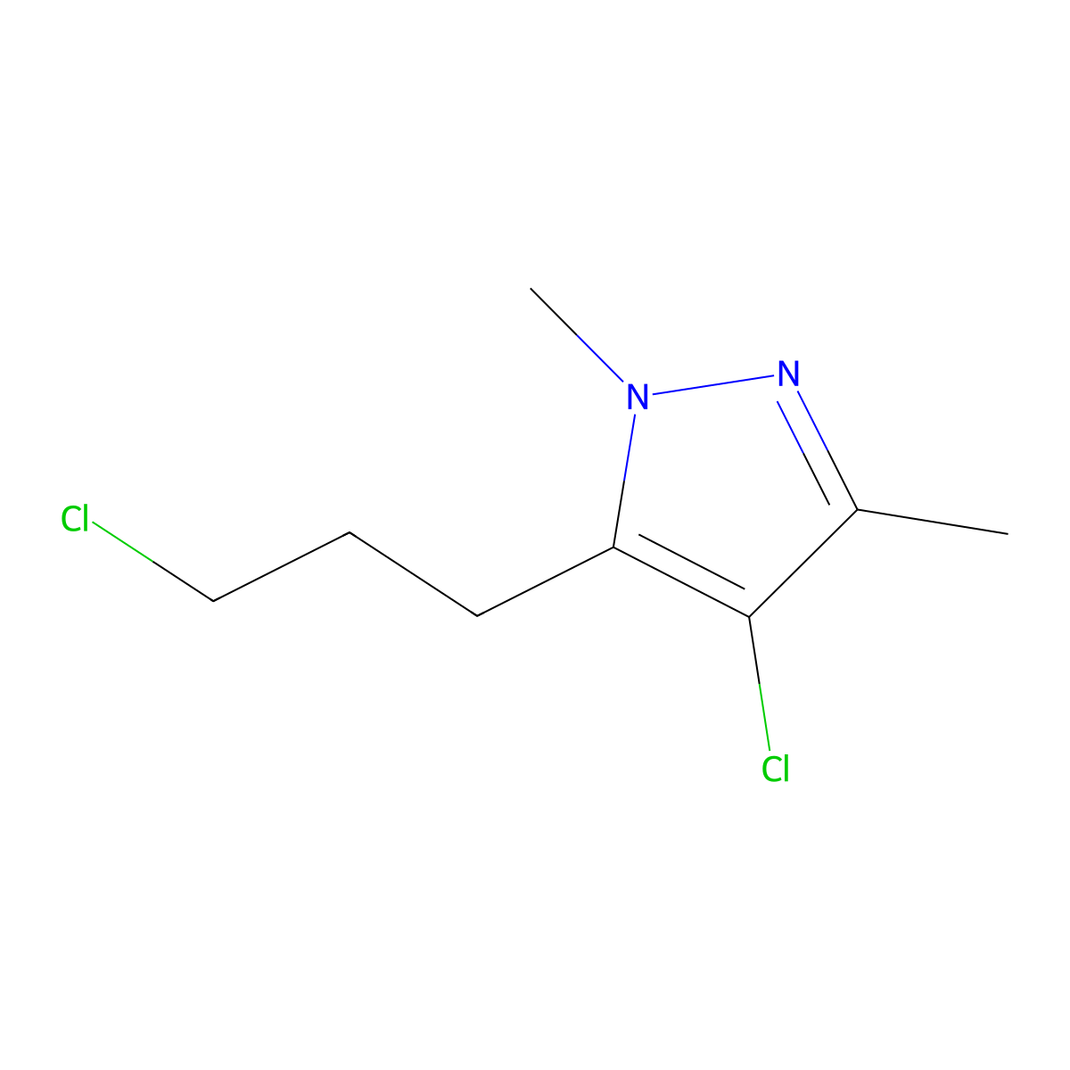 4-Chloro-5-(3-chloropropyl)-1,3-dimethyl-1H-pyrazole molecular structure, CAS 1467909-78-9