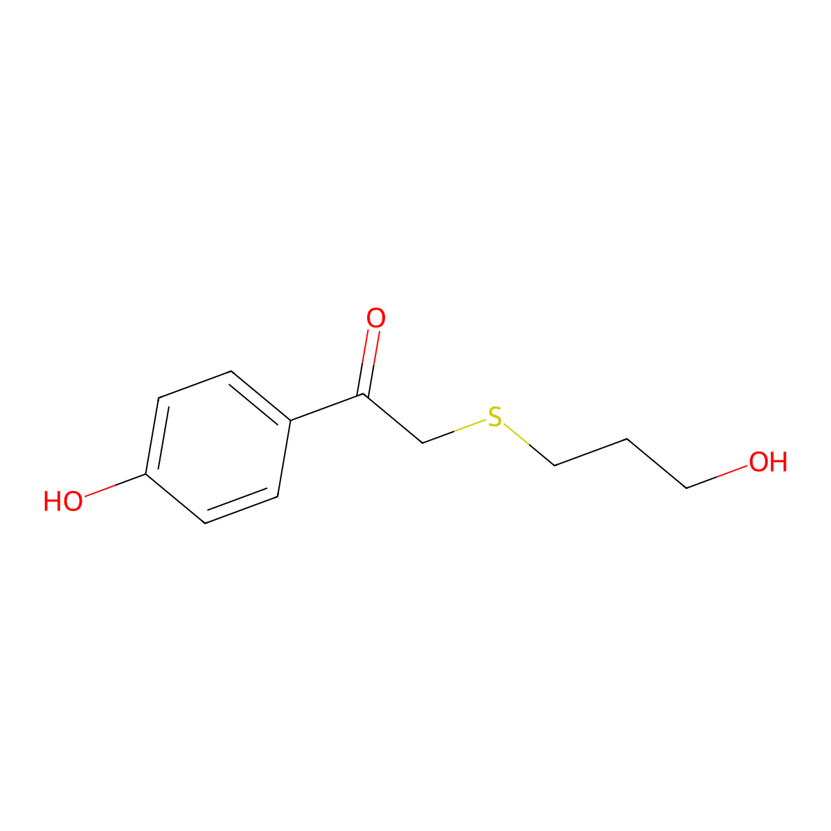 1-(4-Hydroxyphenyl)-2-((3-hydroxypropyl)thio)ethan-1-one molecular structure, CAS 1467942-91-1