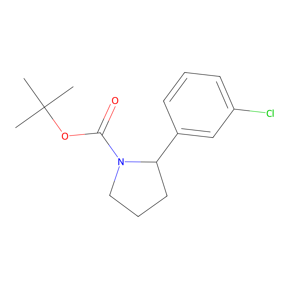 Tert-butyl 2-(3-chlorophenyl)pyrrolidine-1-carboxylate molecular structure, CAS 1467949-27-4
