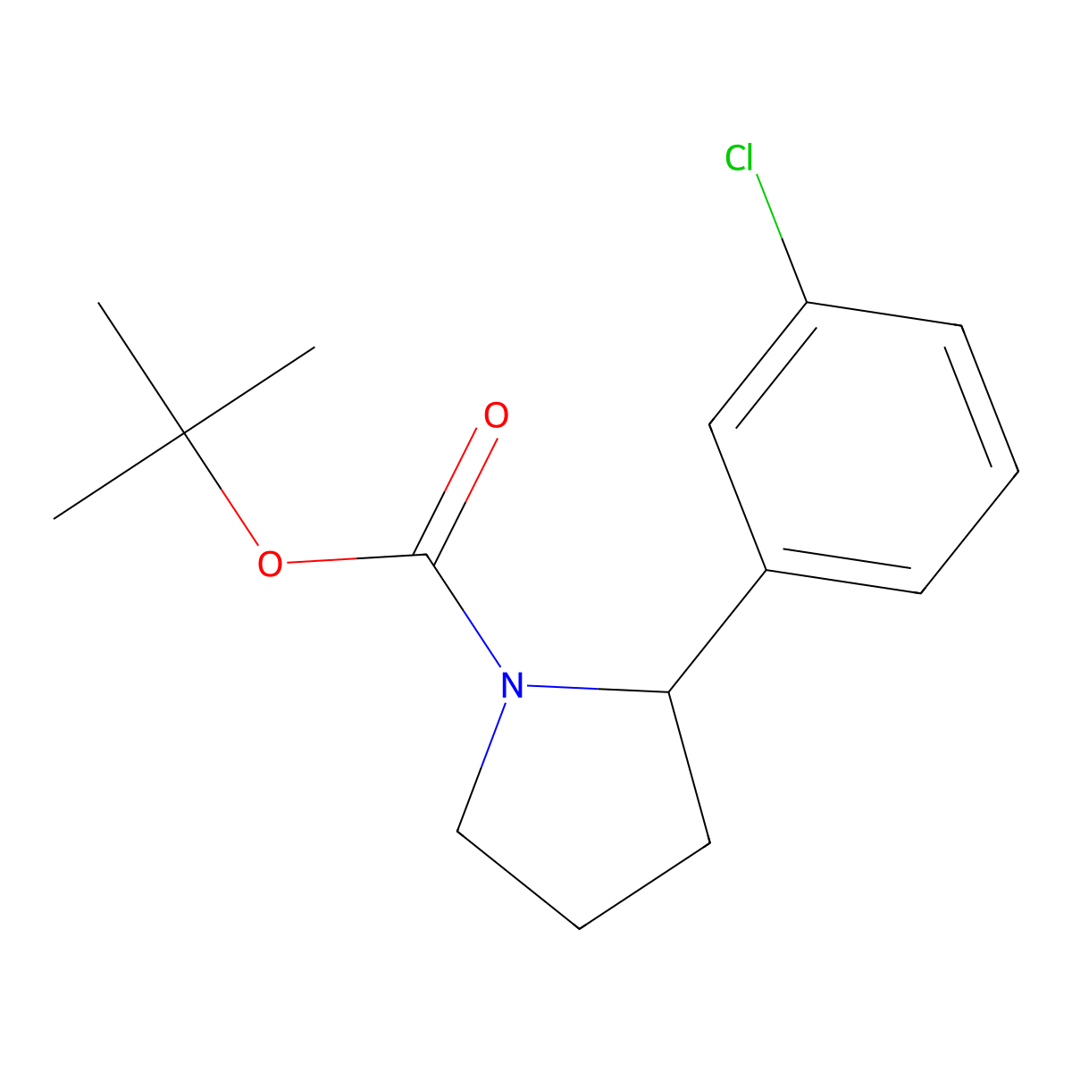 Tert-butyl 2-(3-chlorophenyl)pyrrolidine-1-carboxylate molecular structure, CAS 1467949-27-4