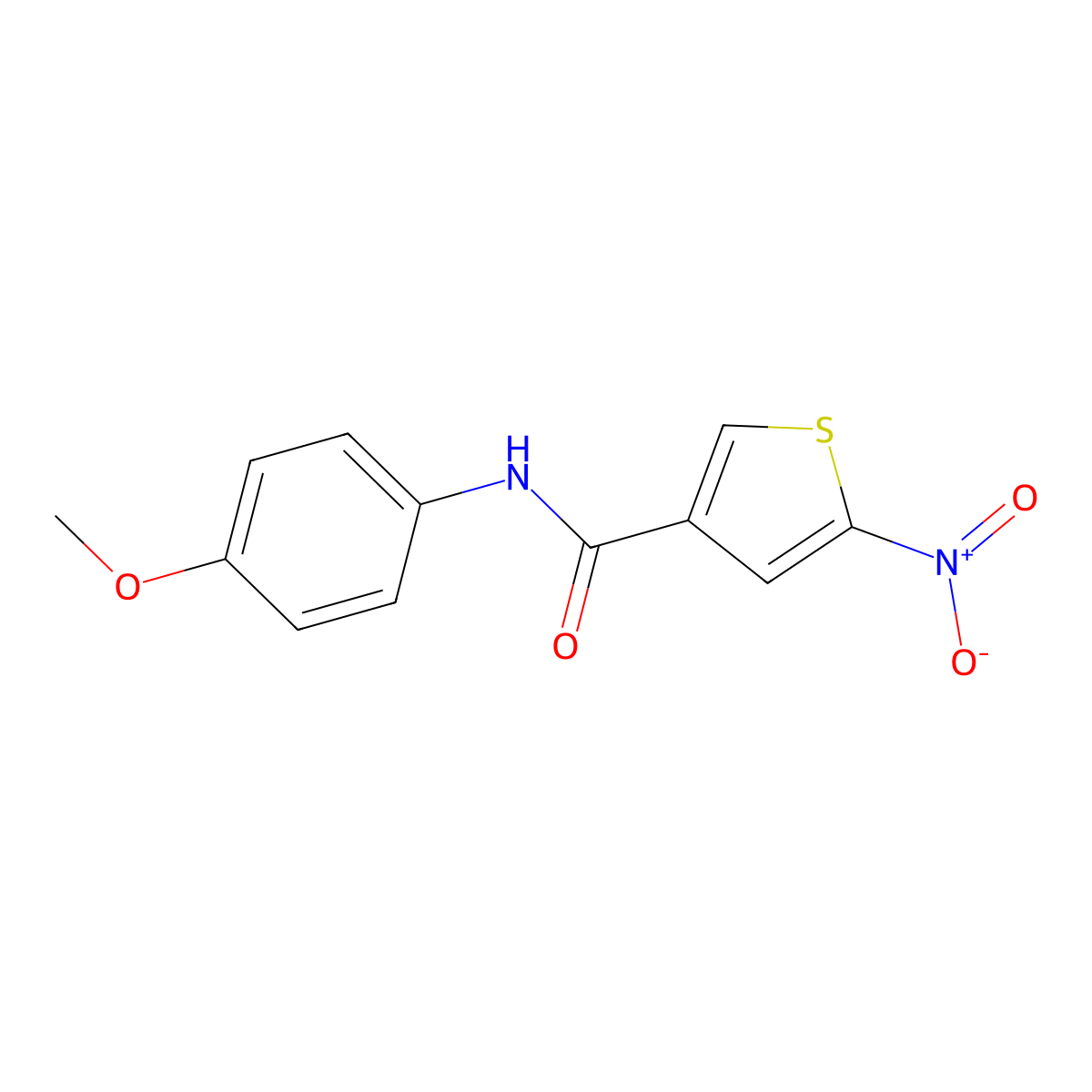 3-Thiophenecarboxamide, N-(4-methoxyphenyl)-5-nitro- molecular structure, CAS 146795-26-8