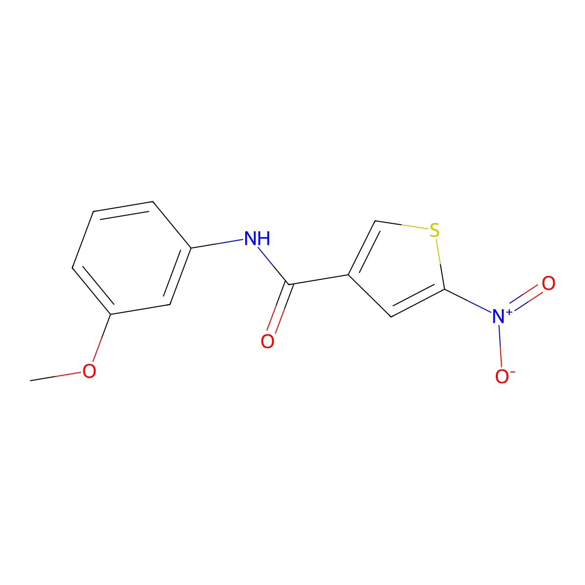 3-Thiophenecarboxamide, N-(3-methoxyphenyl)-5-nitro- molecular structure, CAS 146795-27-9