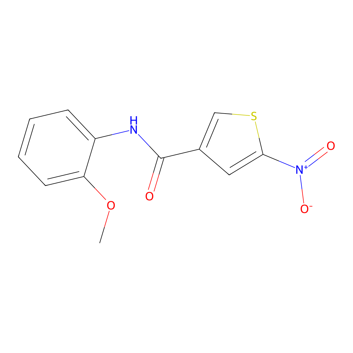3-Thiophenecarboxamide, N-(2-methoxyphenyl)-5-nitro- molecular structure, CAS 146795-28-0