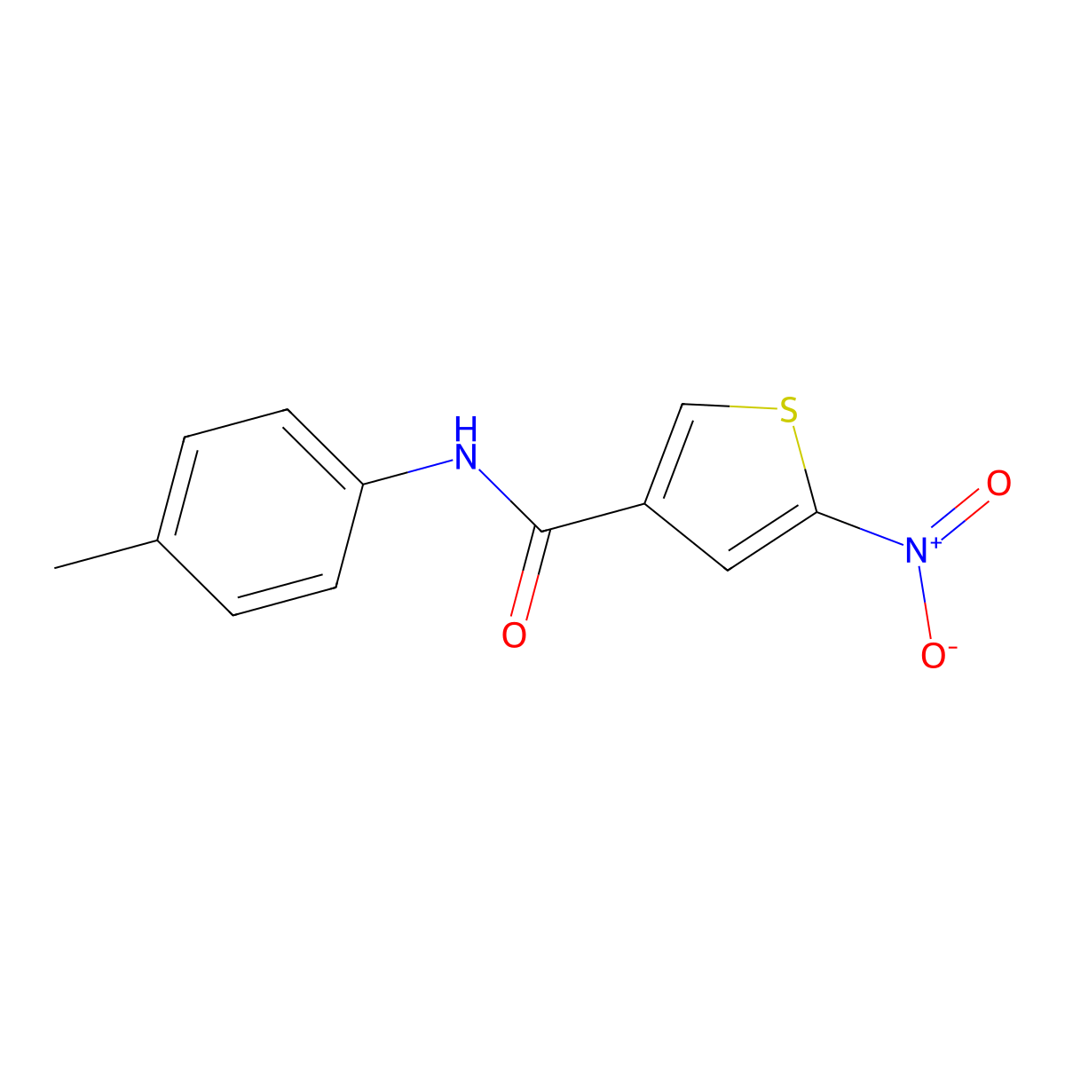 3-Thiophenecarboxamide, N-(4-methylphenyl)-5-nitro- molecular structure, CAS 146795-29-1