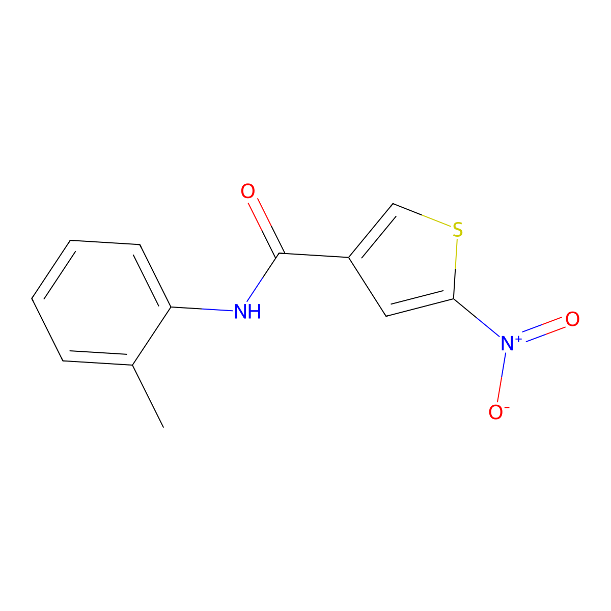 3-Thiophenecarboxamide, N-(2-methylphenyl)-5-nitro- molecular structure, CAS 146795-31-5
