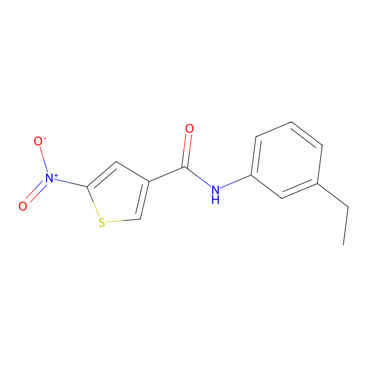 3-Thiophenecarboxamide, N-(3-ethylphenyl)-5-nitro- molecular structure, CAS 146795-32-6