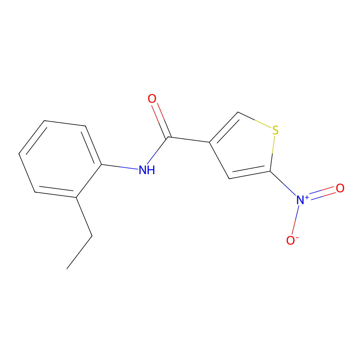 3-Thiophenecarboxamide, N-(2-ethylphenyl)-5-nitro- molecular structure, CAS 146795-33-7