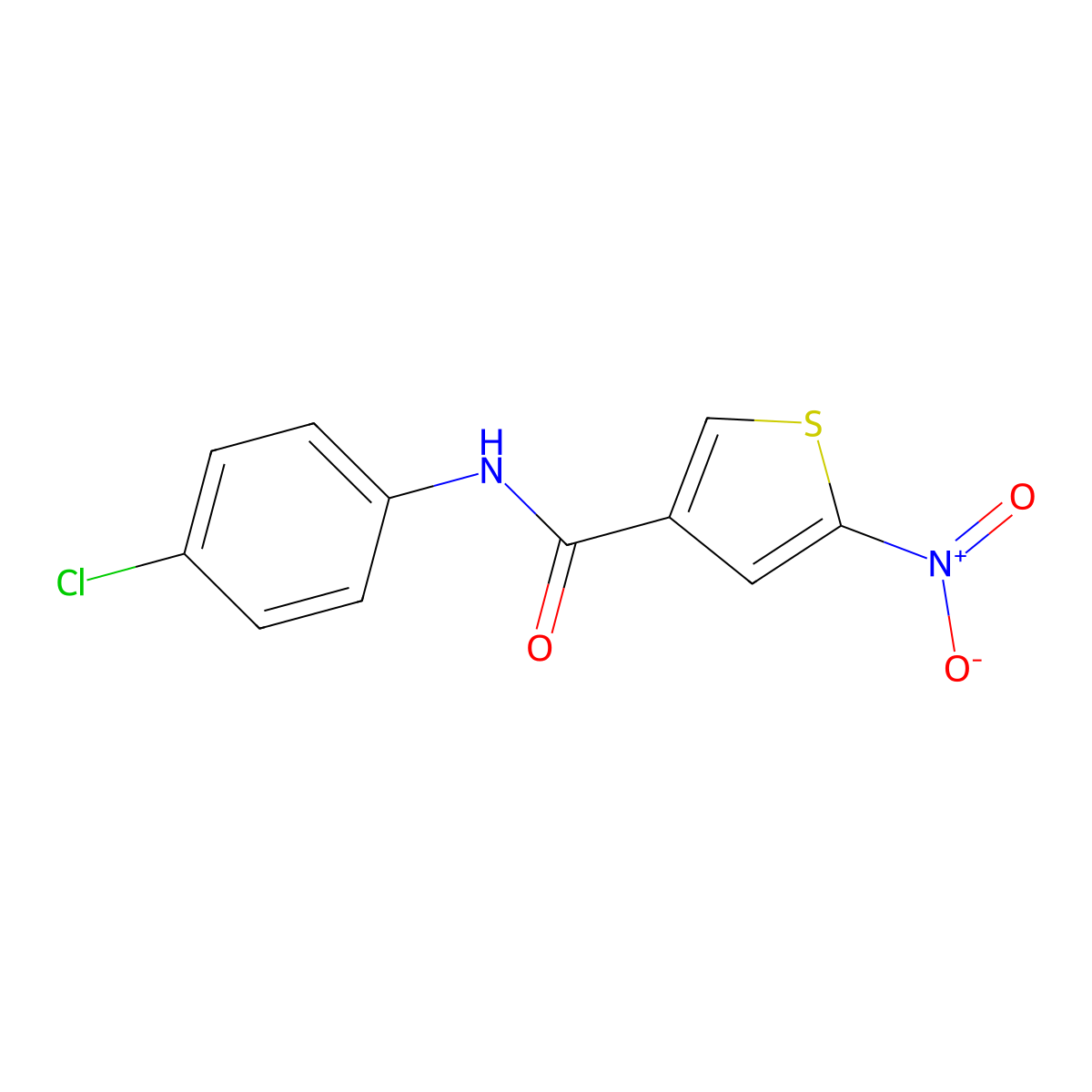 3-Thiophenecarboxamide, N-(4-chlorophenyl)-5-nitro- molecular structure, CAS 146795-38-2