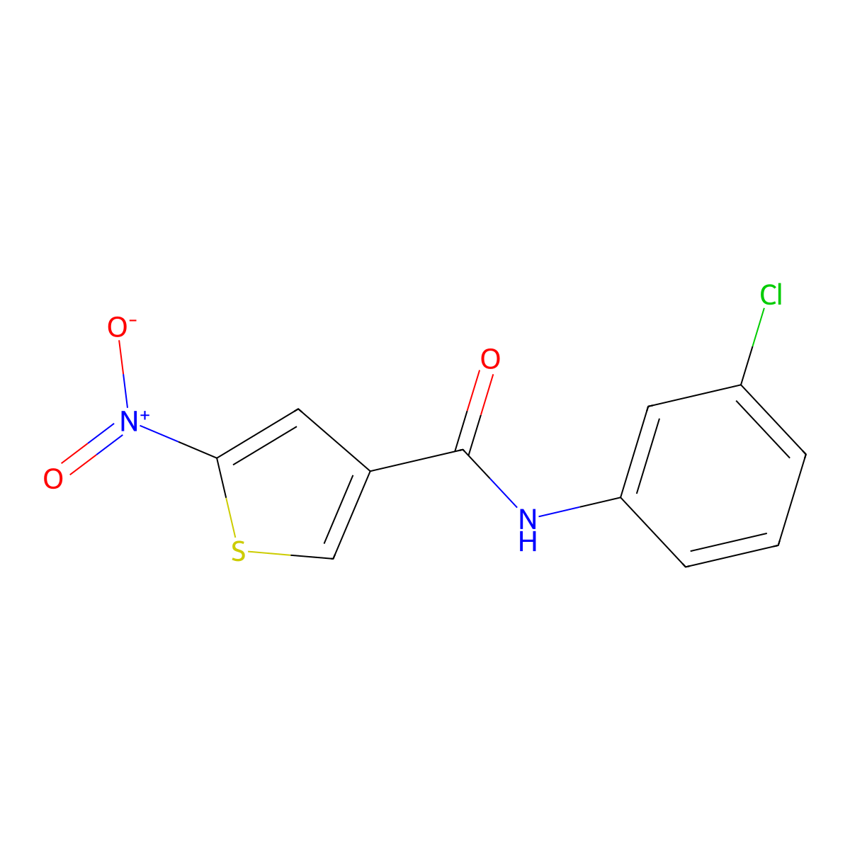 3-Thiophenecarboxamide, N-(3-chlorophenyl)-5-nitro- molecular structure, CAS 146795-39-3