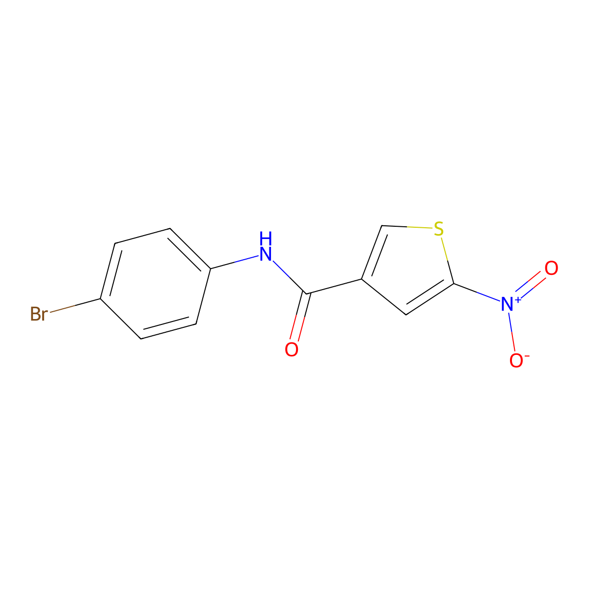 3-Thiophenecarboxamide, N-(4-bromophenyl)-5-nitro- molecular structure, CAS 146795-41-7