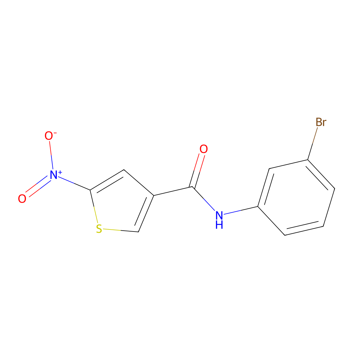 3-Thiophenecarboxamide, N-(3-bromophenyl)-5-nitro- molecular structure, CAS 146795-42-8