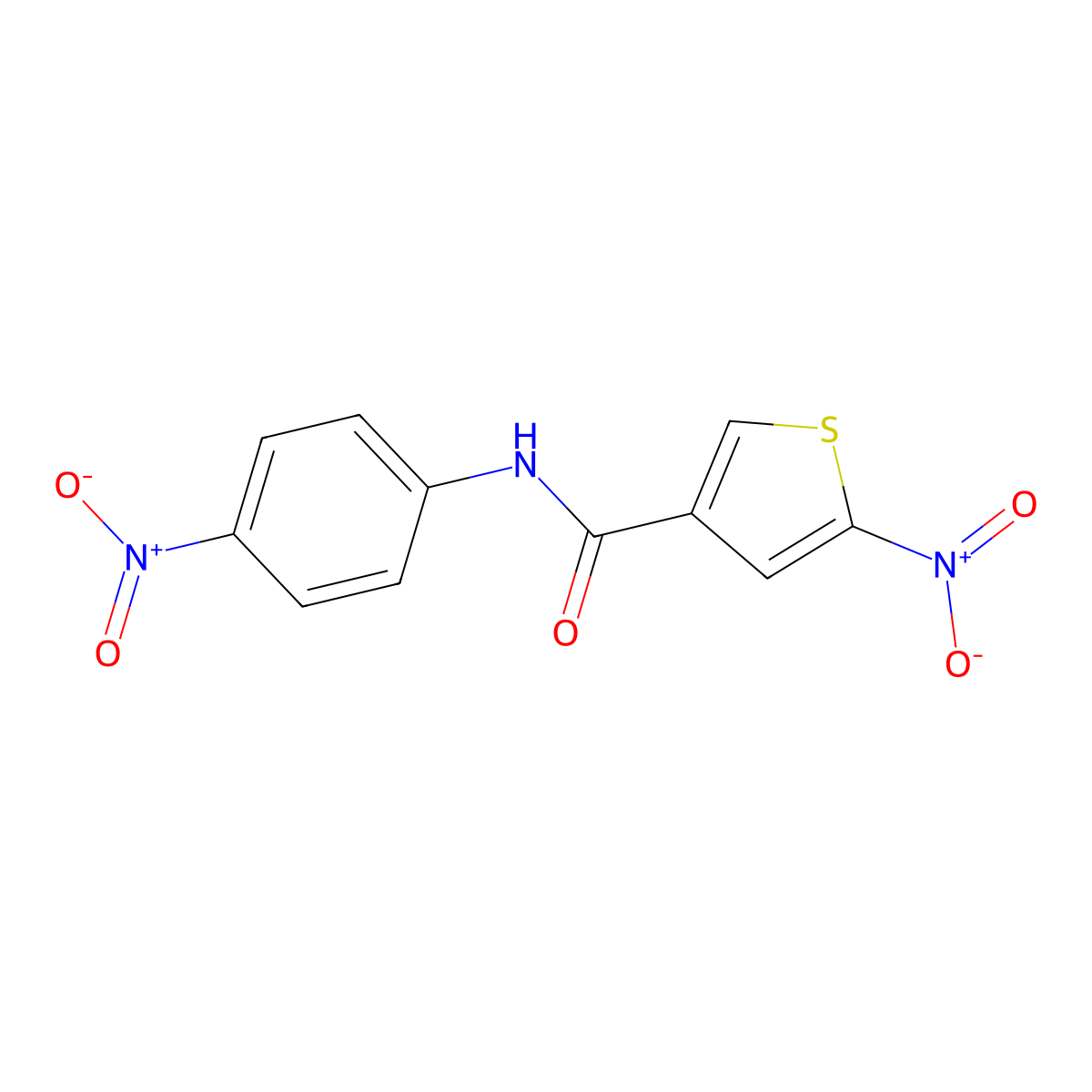 3-Thiophenecarboxamide, 5-nitro-N-(4-nitrophenyl)- molecular structure, CAS 146795-44-0