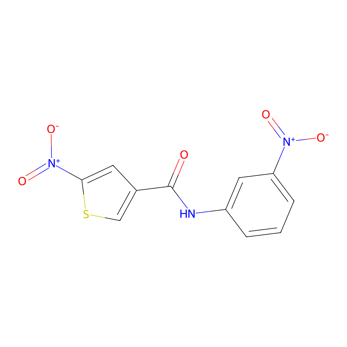 3-Thiophenecarboxamide, 5-nitro-N-(3-nitrophenyl)- molecular structure, CAS 146795-45-1
