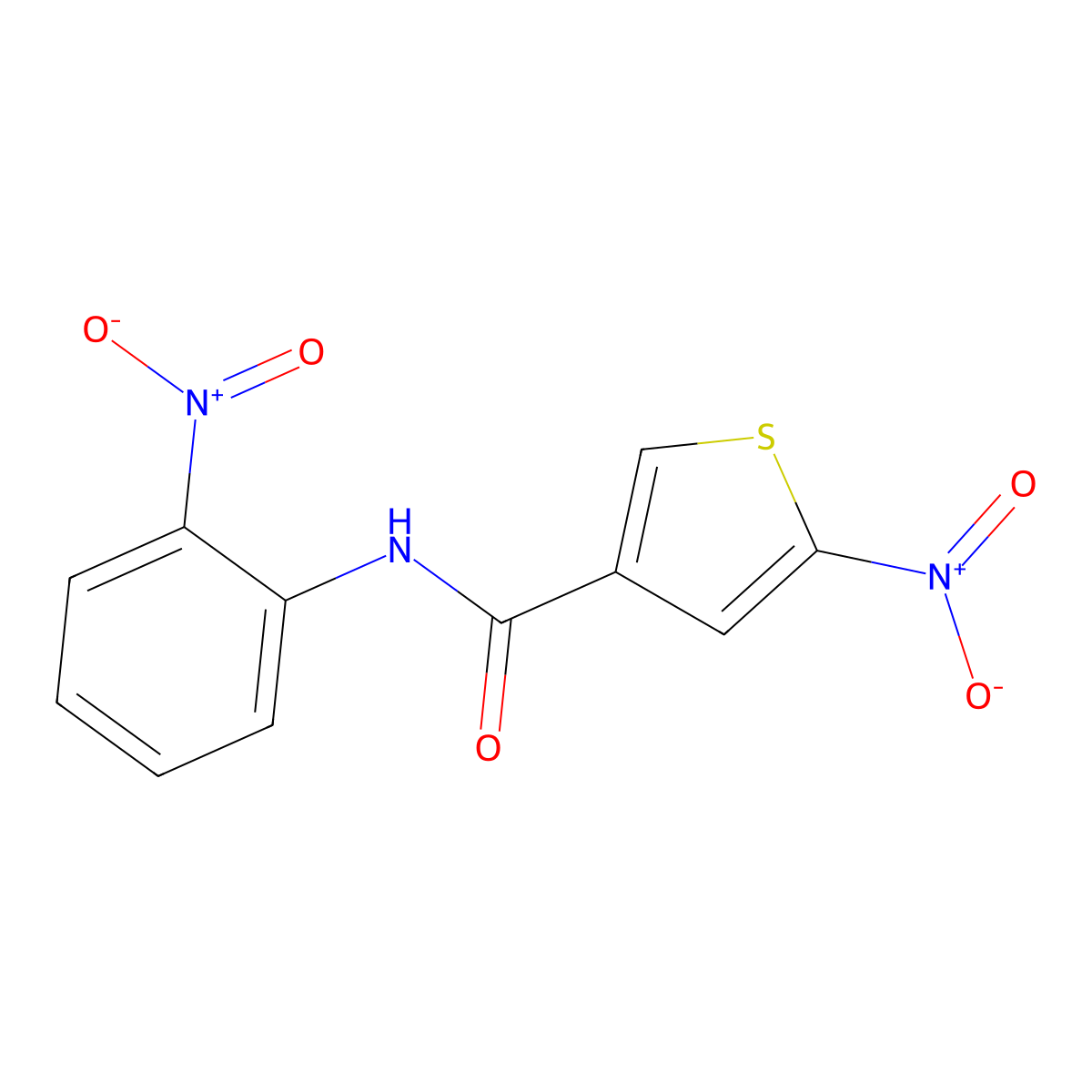 3-Thiophenecarboxamide, 5-nitro-N-(2-nitrophenyl)- molecular structure, CAS 146795-46-2