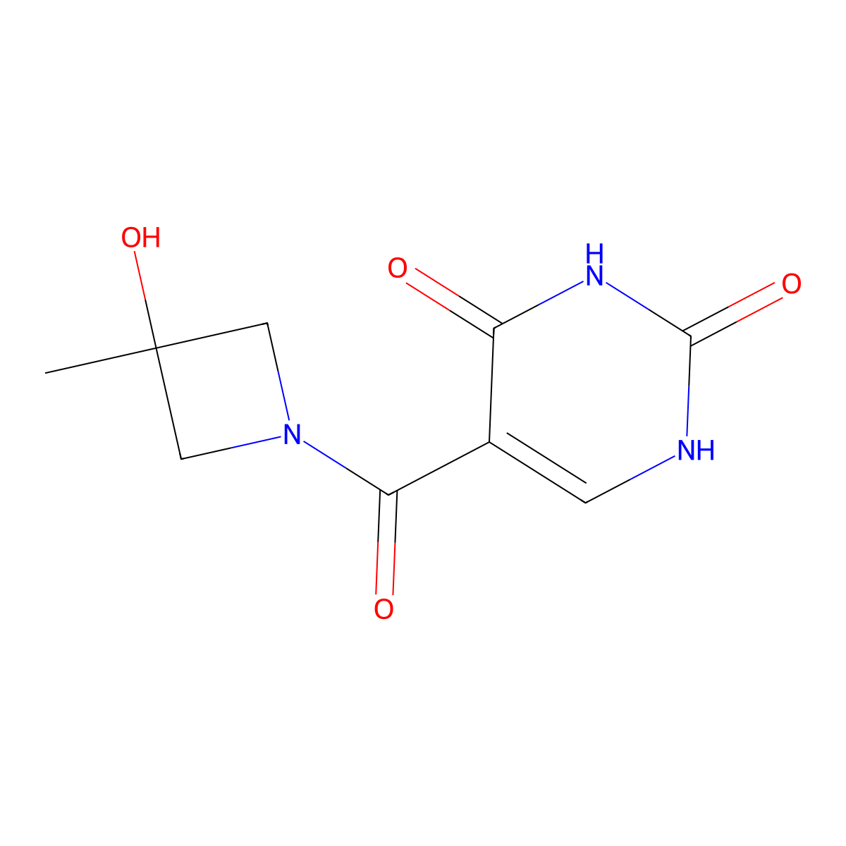5-(3-hydroxy-3-methyl-azetidine-1-carbonyl)-1H-pyrimidine-2,4-dione molecular structure, CAS 1467999-93-4