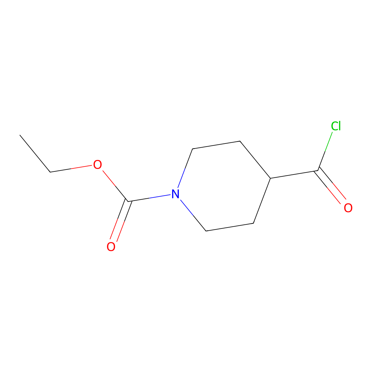 Ethyl 4-(chlorocarbonyl)-1-piperidinecarboxylate molecular structure, CAS 146801-00-5