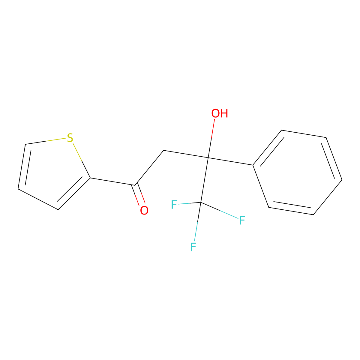 4,4,4-Trifluoro-3-hydroxy-3-phenyl-1-thiophen-2-ylbutan-1-one molecular structure, CAS 146801-21-0