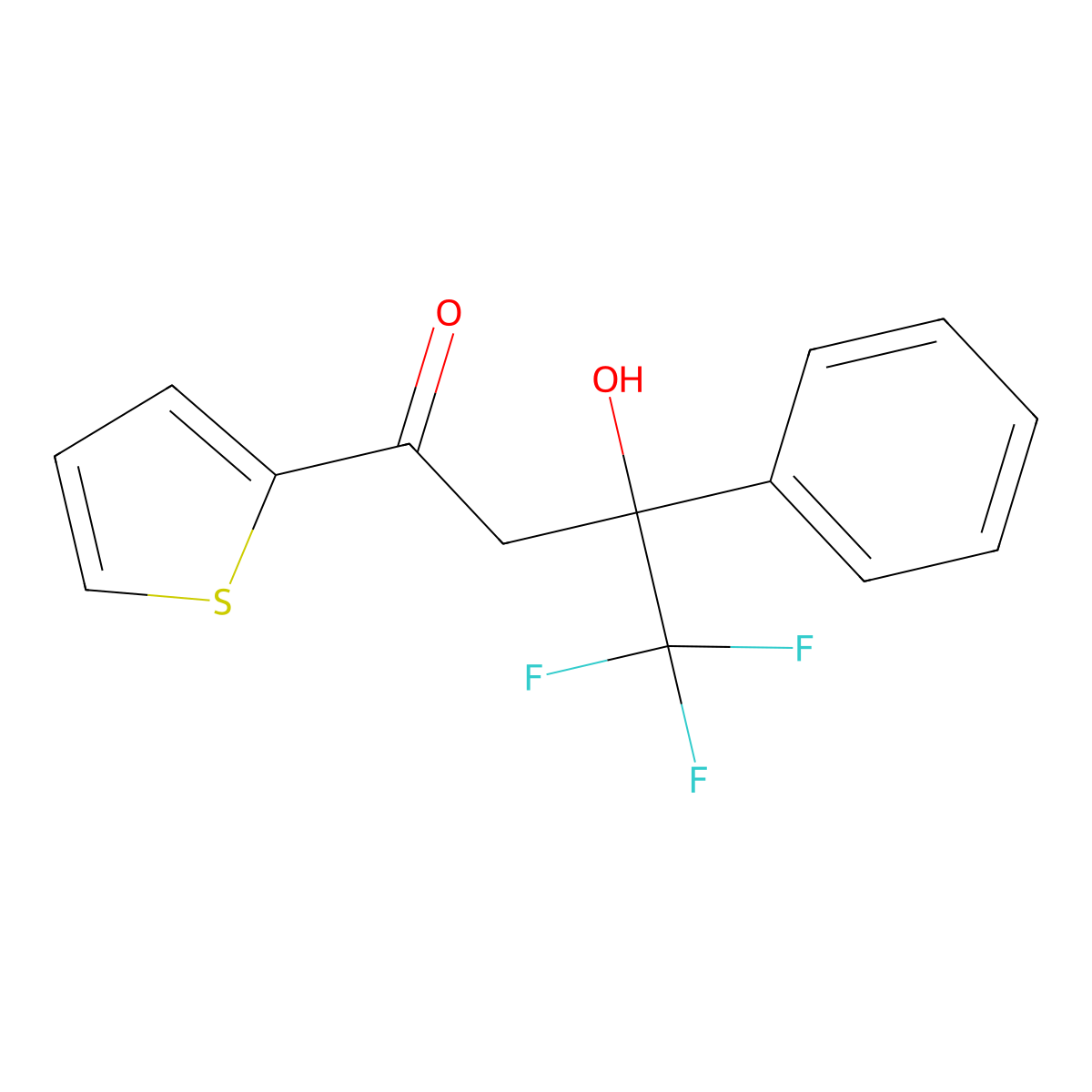 4,4,4-Trifluoro-3-hydroxy-3-phenyl-1-thiophen-2-ylbutan-1-one molecular structure, CAS 146801-21-0