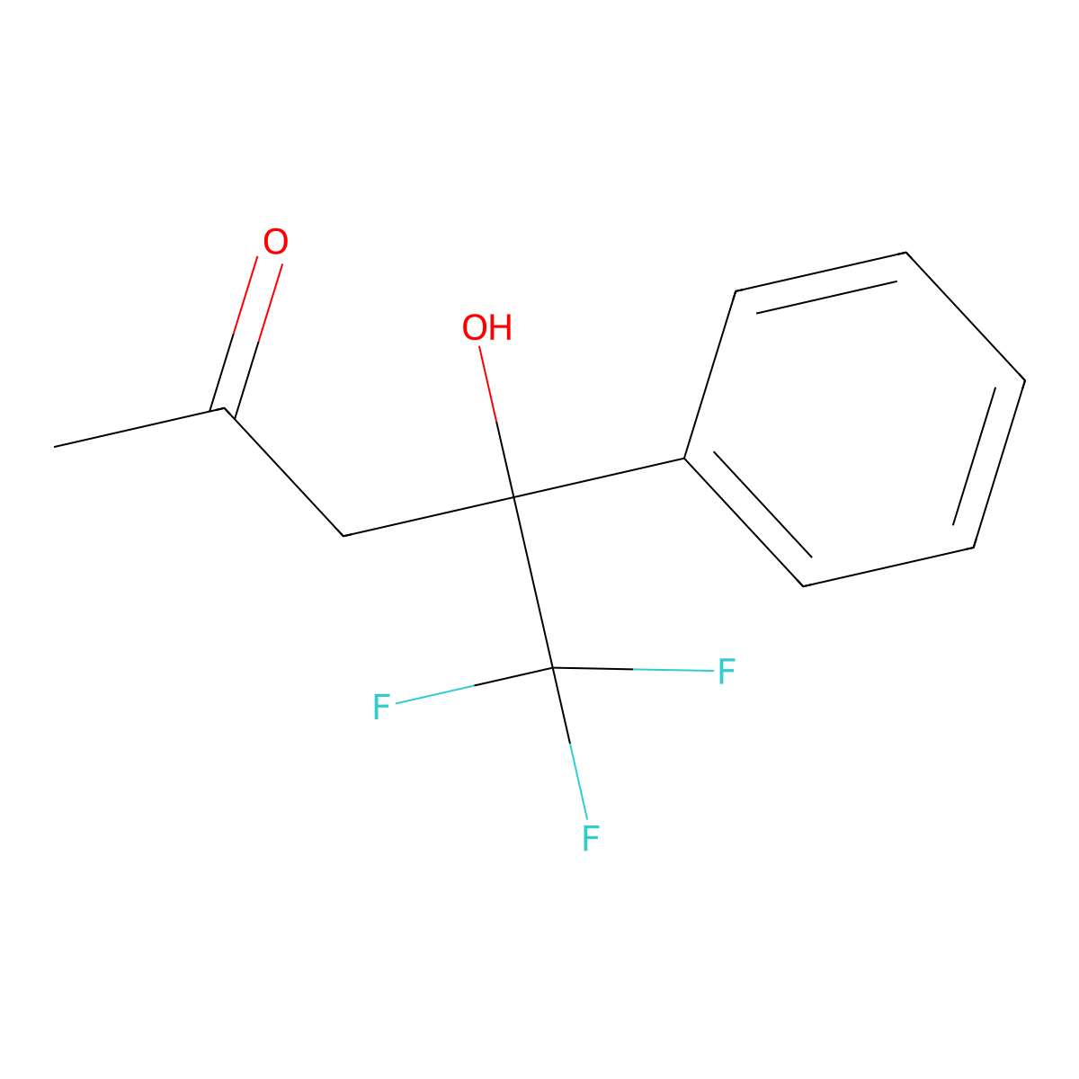 5,5,5-Trifluoro-4-hydroxy-4-phenylpentan-2-one molecular structure, CAS 146801-29-8