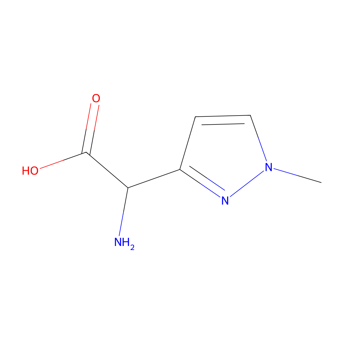 2-Amino-2-(1-methyl-1H-pyrazol-3-yl)acetic acid molecular structure, CAS 1468012-69-2