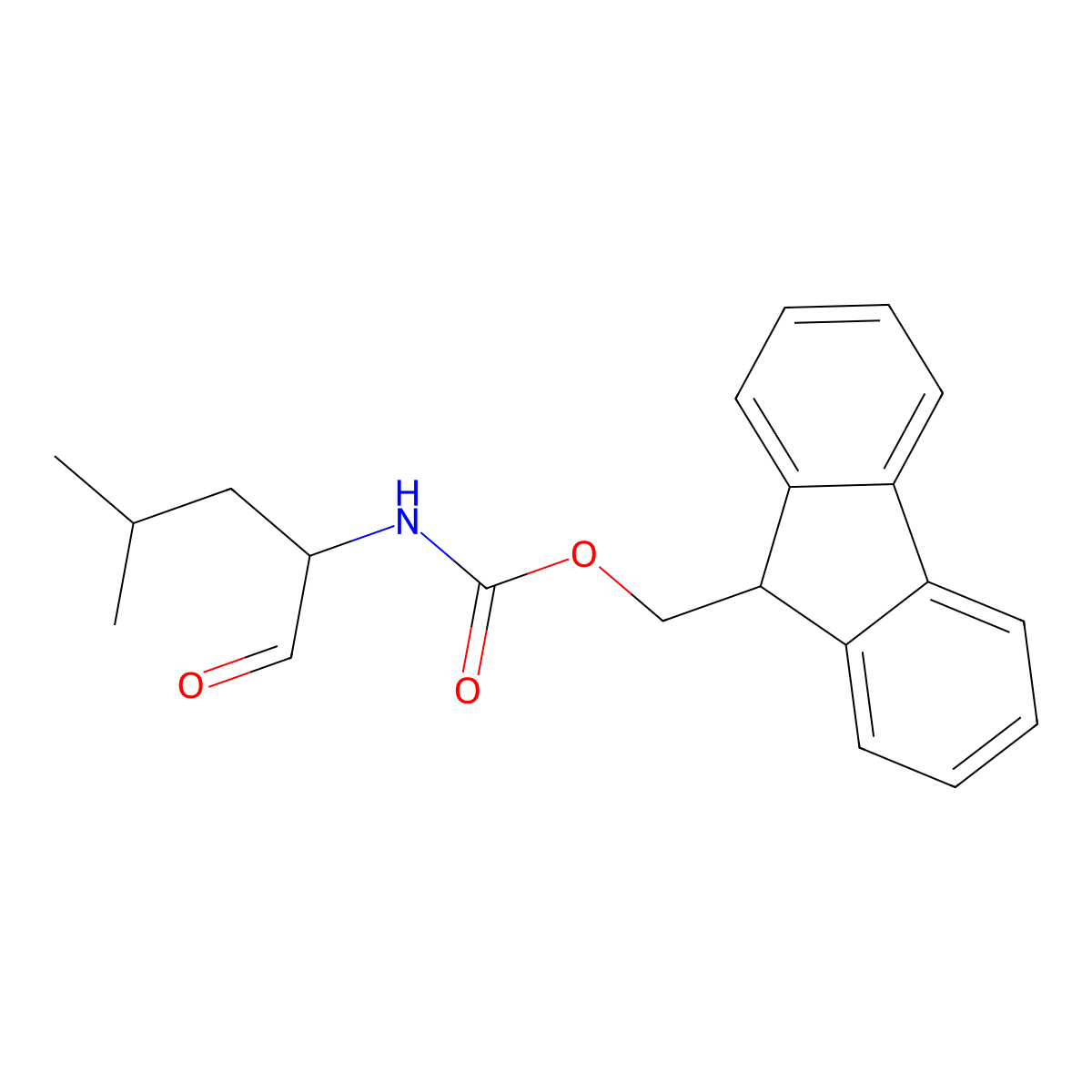 9H-Fluoren-9-ylmethyl N-[(1S)-1-formyl-3-methylbutyl]carbamate molecular structure, CAS 146803-42-1