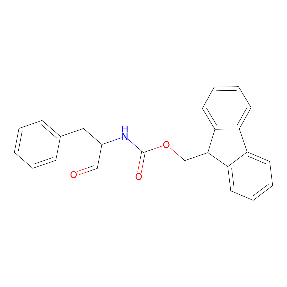 9H-Fluoren-9-ylmethyl N-((1S)-1-formyl-2-phenylethyl)carbamate molecular structure, CAS 146803-43-2