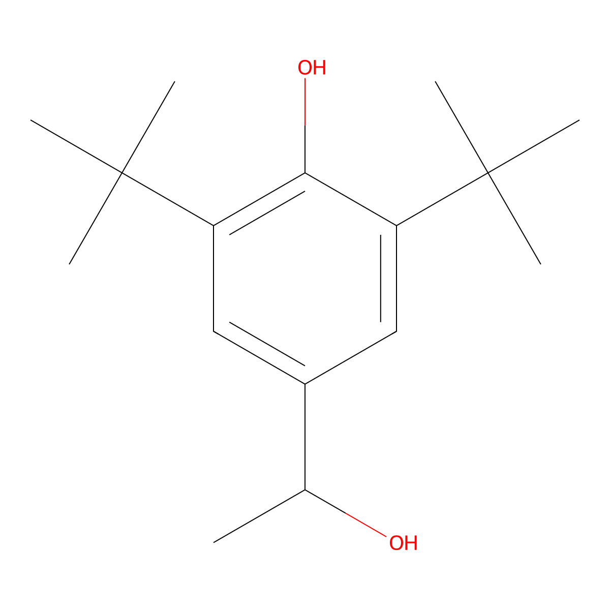 2,6-Di-tert-butyl-4-(1-hydroxyethyl)phenol molecular structure, CAS 14681-20-0