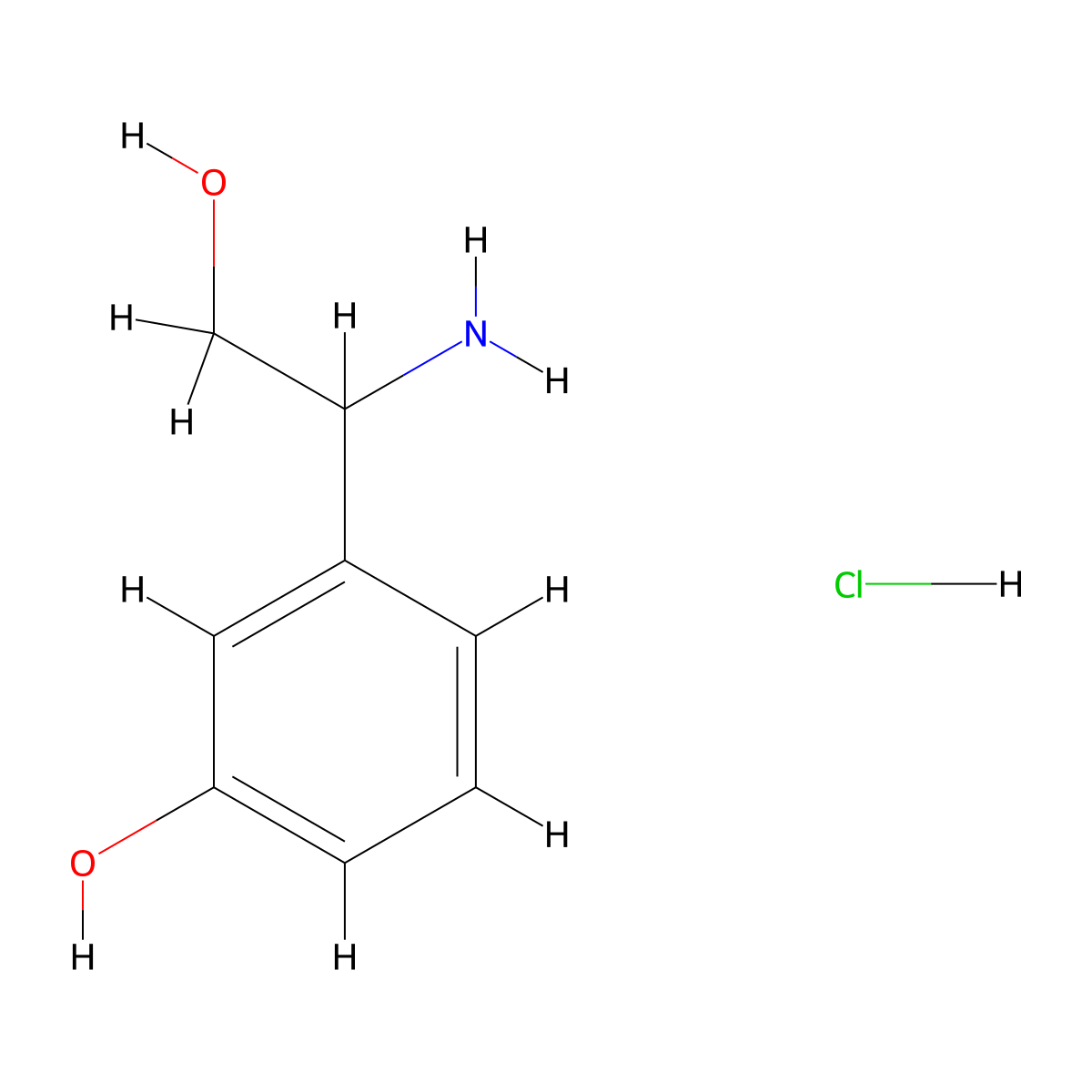 3-(1-Amino-2-hydroxyethyl)phenol hydrochloride molecular structure, CAS 146812-68-2