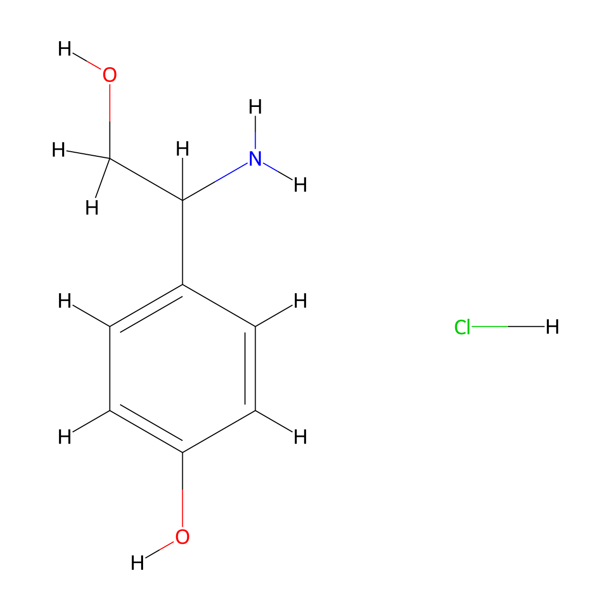 4-(1-Amino-2-hydroxyethyl)phenol hydrochloride molecular structure, CAS 146812-69-3