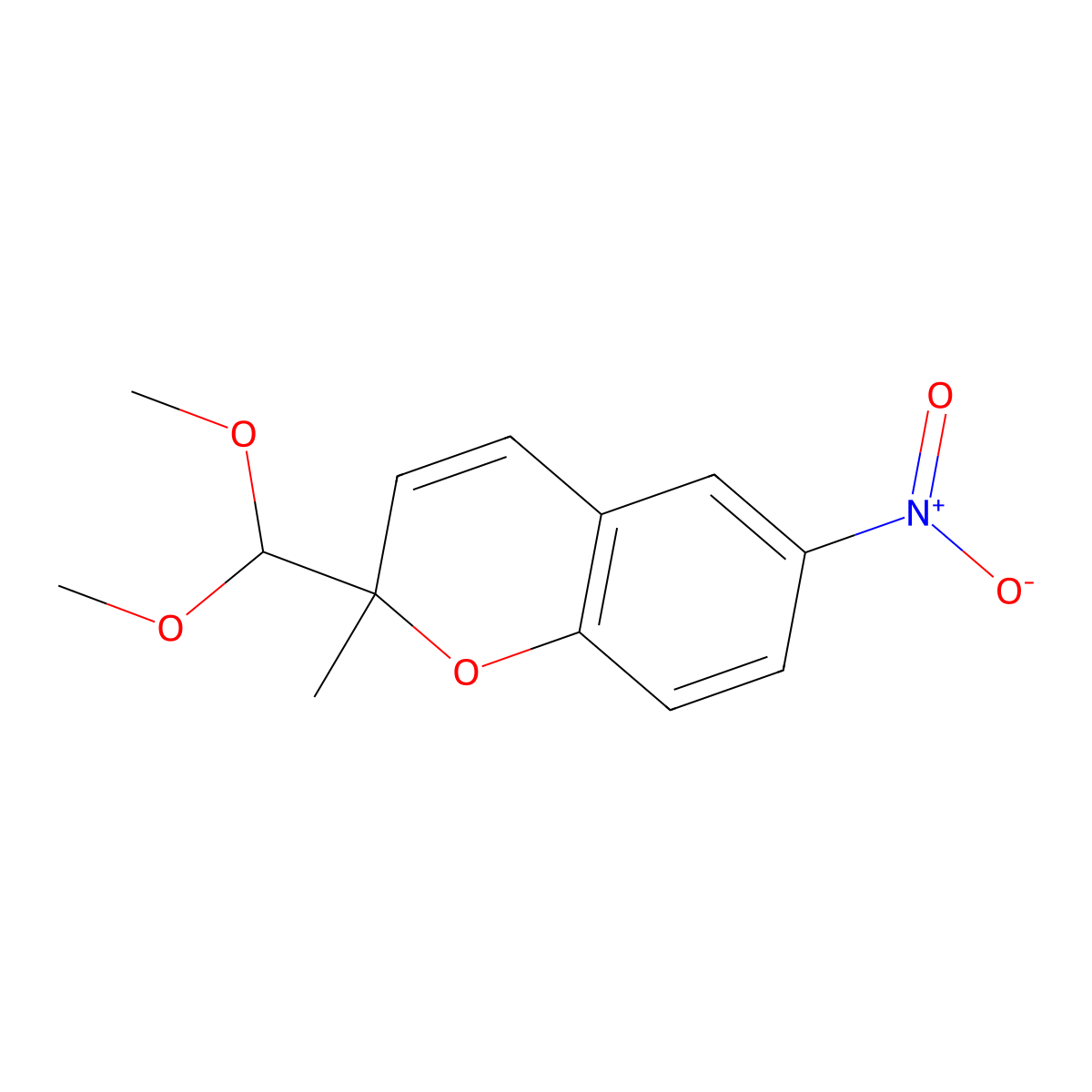 2-(Dimethoxymethyl)-2-methyl-6-nitro-2H-chromene molecular structure, CAS 146821-84-3