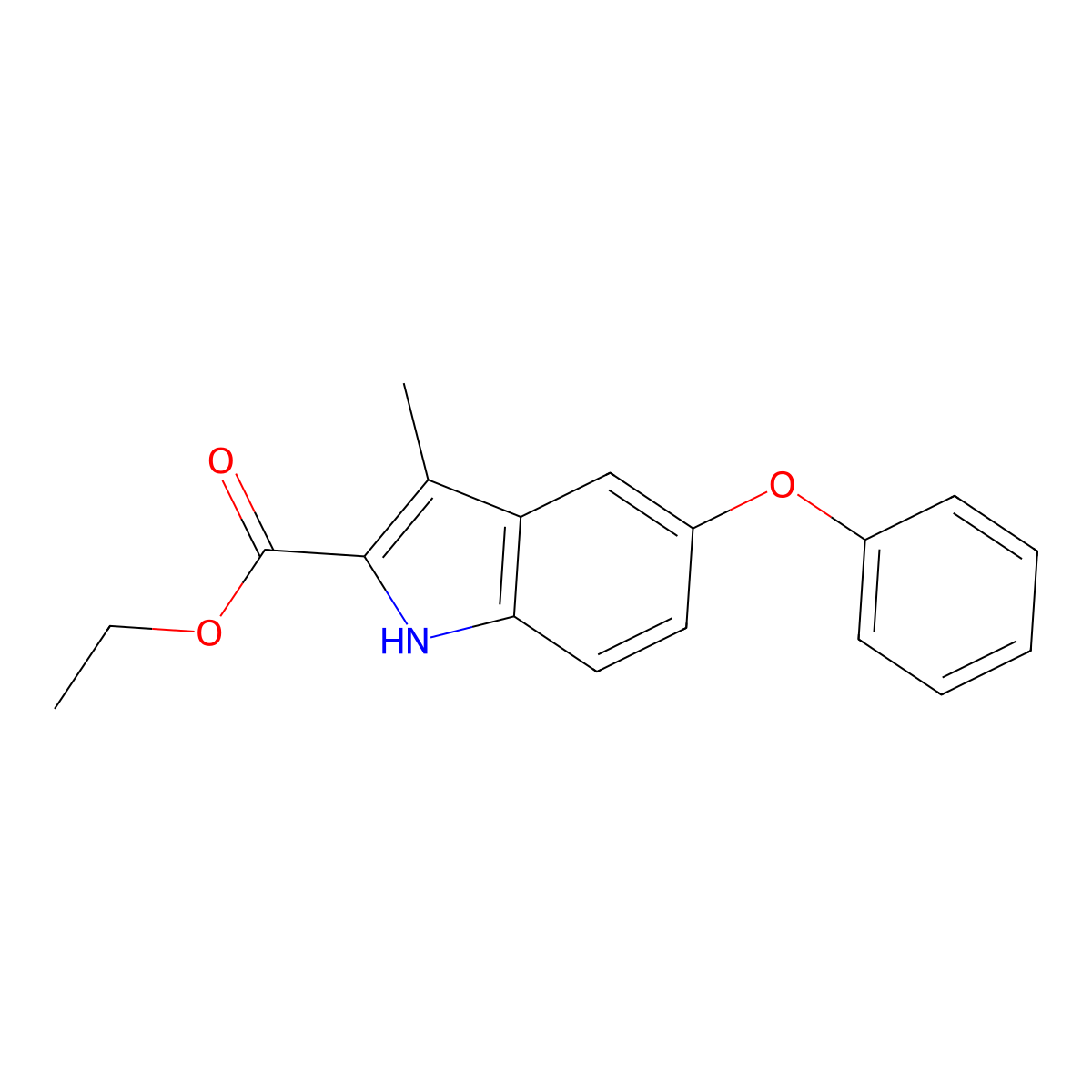 ethyl 3-methyl-5-phenoxy-1H-indole-2-carboxylate molecular structure, CAS 146827-44-3
