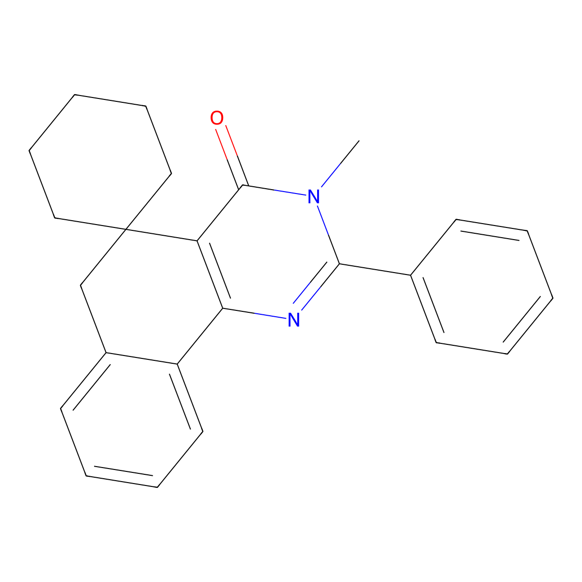 3-methyl-2-phenylspiro[6H-benzo[h]quinazoline-5,1'-cyclohexane]-4-one molecular structure, CAS 146828-60-6