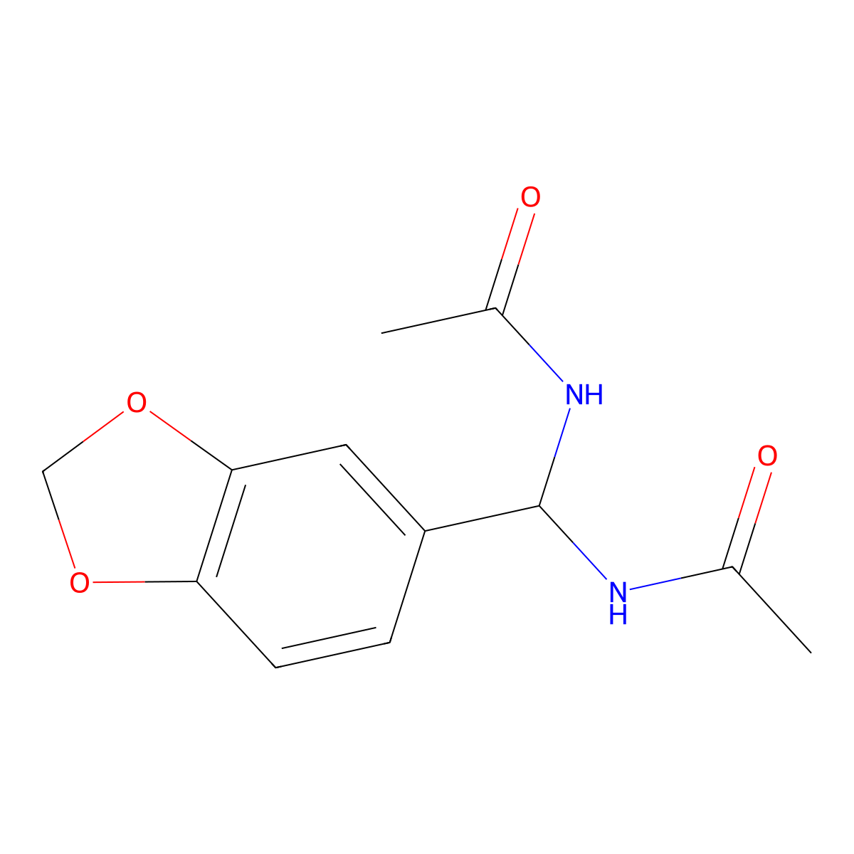 N-[acetamido(1,3-benzodioxol-5-yl)methyl]acetamide molecular structure, CAS 14683-73-9