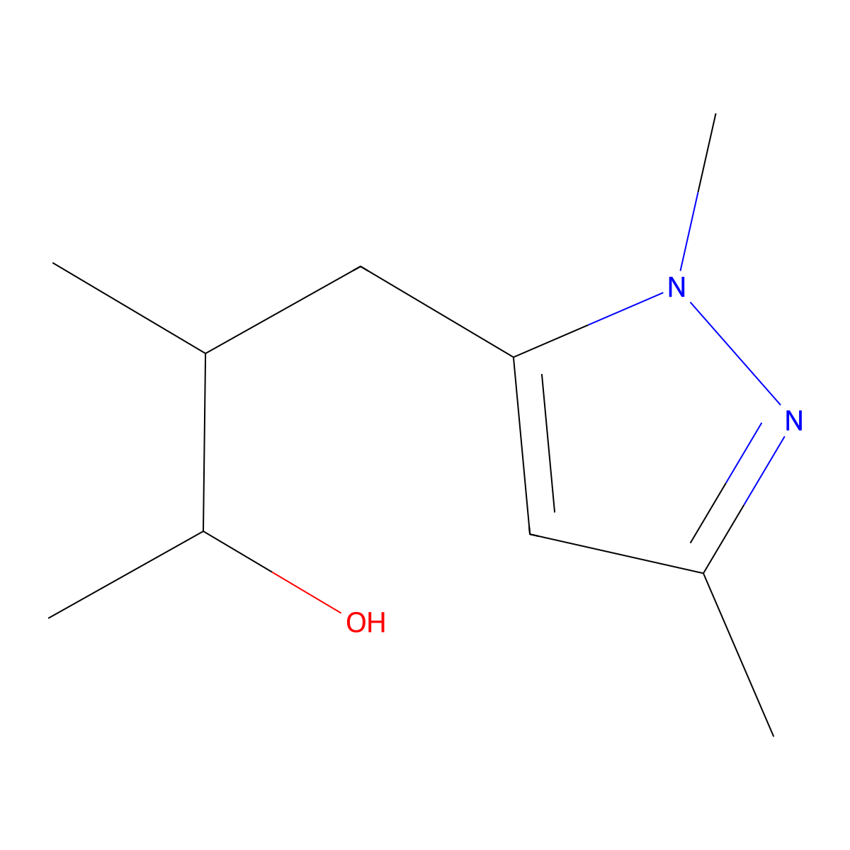 4-(1,3-dimethyl-1H-pyrazol-5-yl)-3-methylbutan-2-ol molecular structure, CAS 1468421-44-4